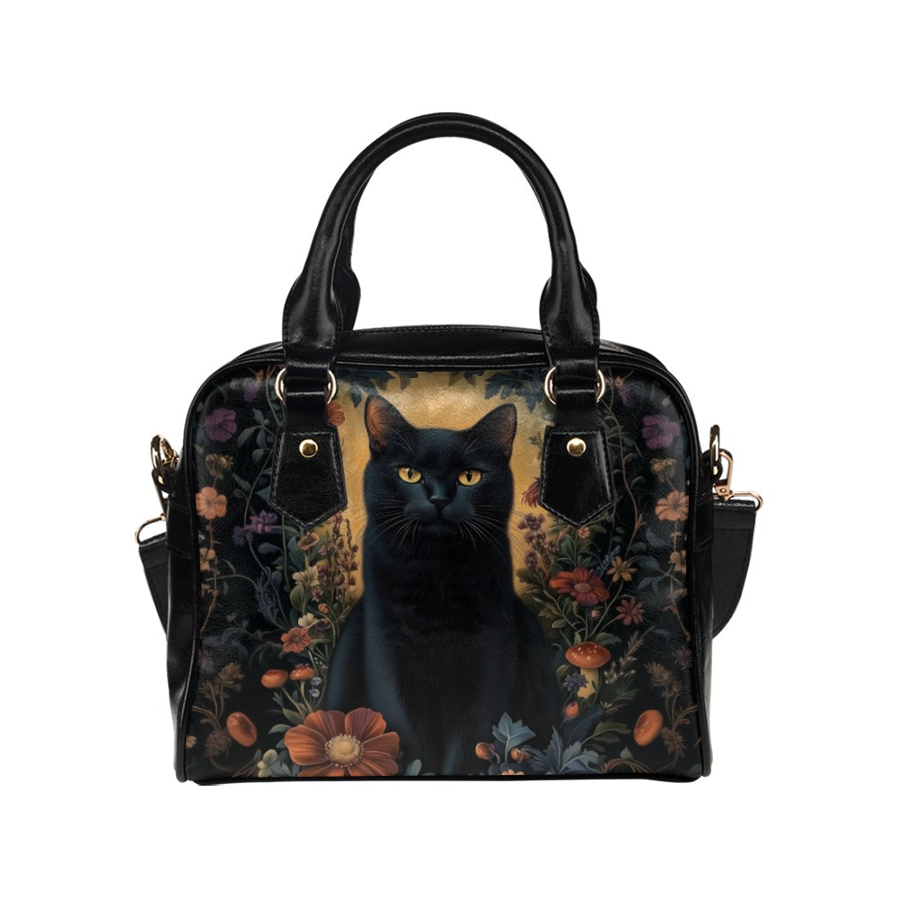 Gothic Black Cat Vegan Leather Bowler