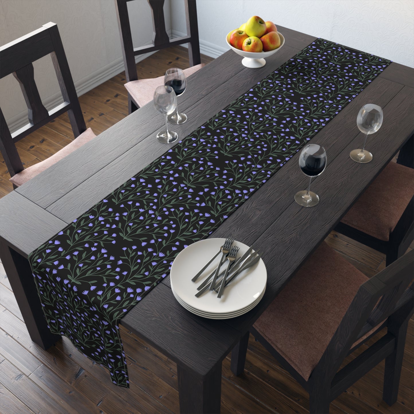 Cottage Tiny Blue Flowers Table Runner