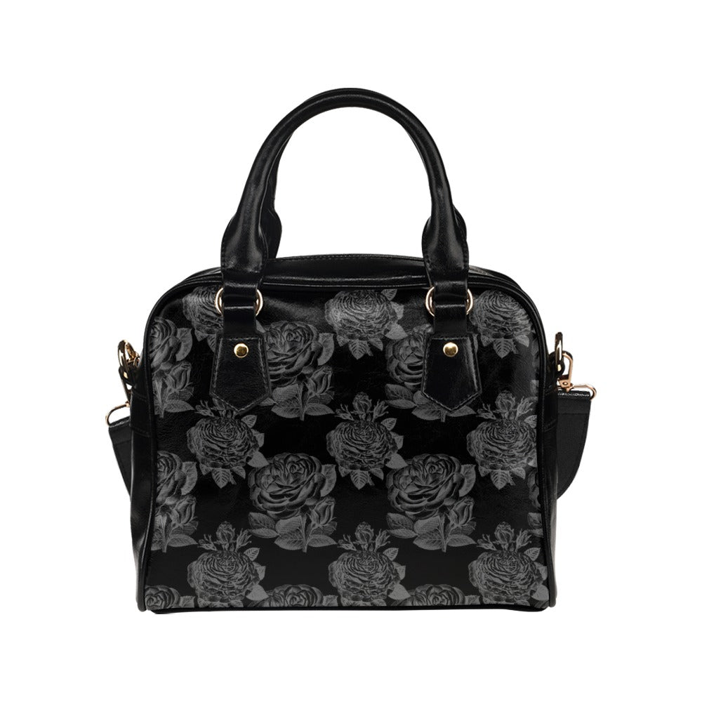 Gothic Black Roses Bowler Handbag