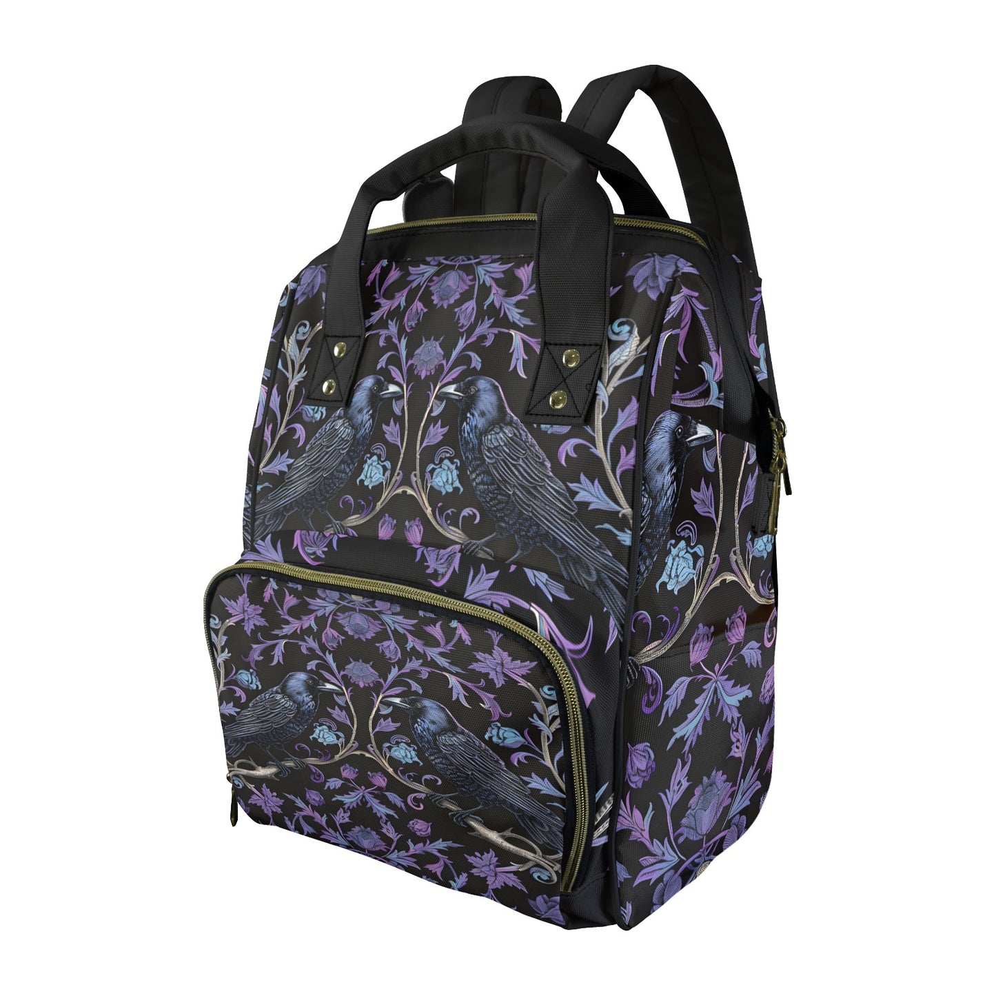 Gothic Violet Ravens Multifunctional Diaper Backpack