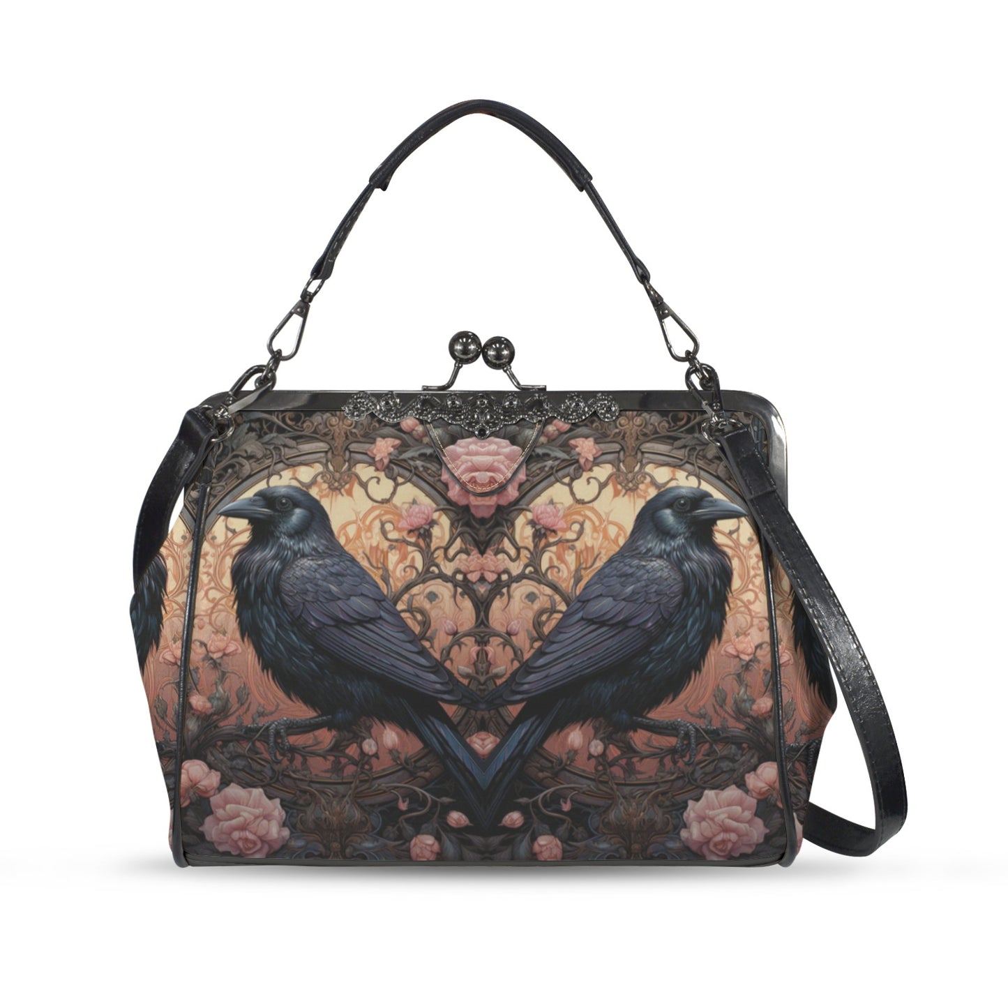 Gothic Ravens & Roses Kisslock Handbag