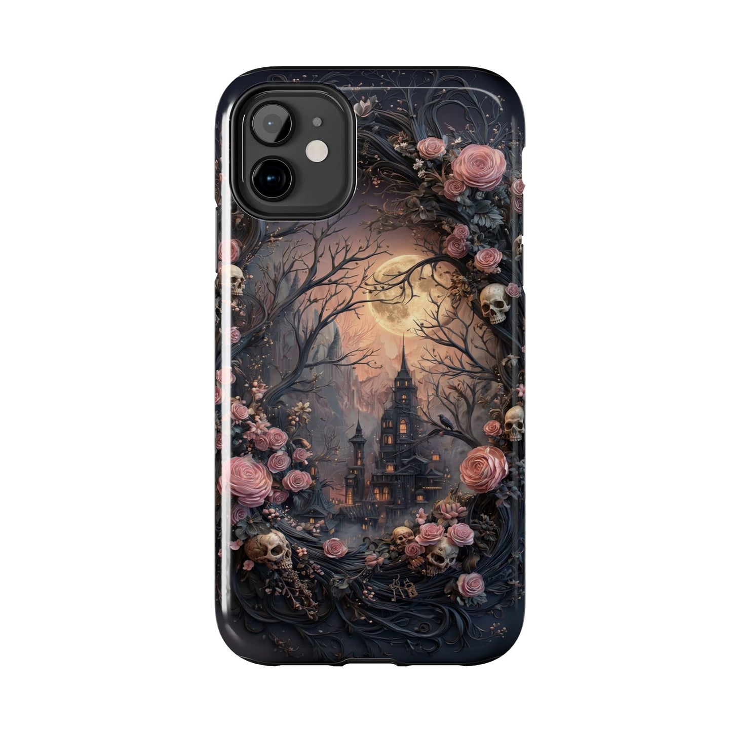 Gothic Castle Roses and Skulls Phone Case