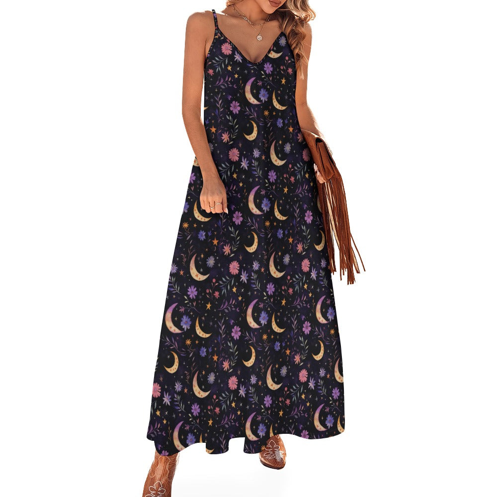 Ethereal Flowers & Moons Maxi Dress