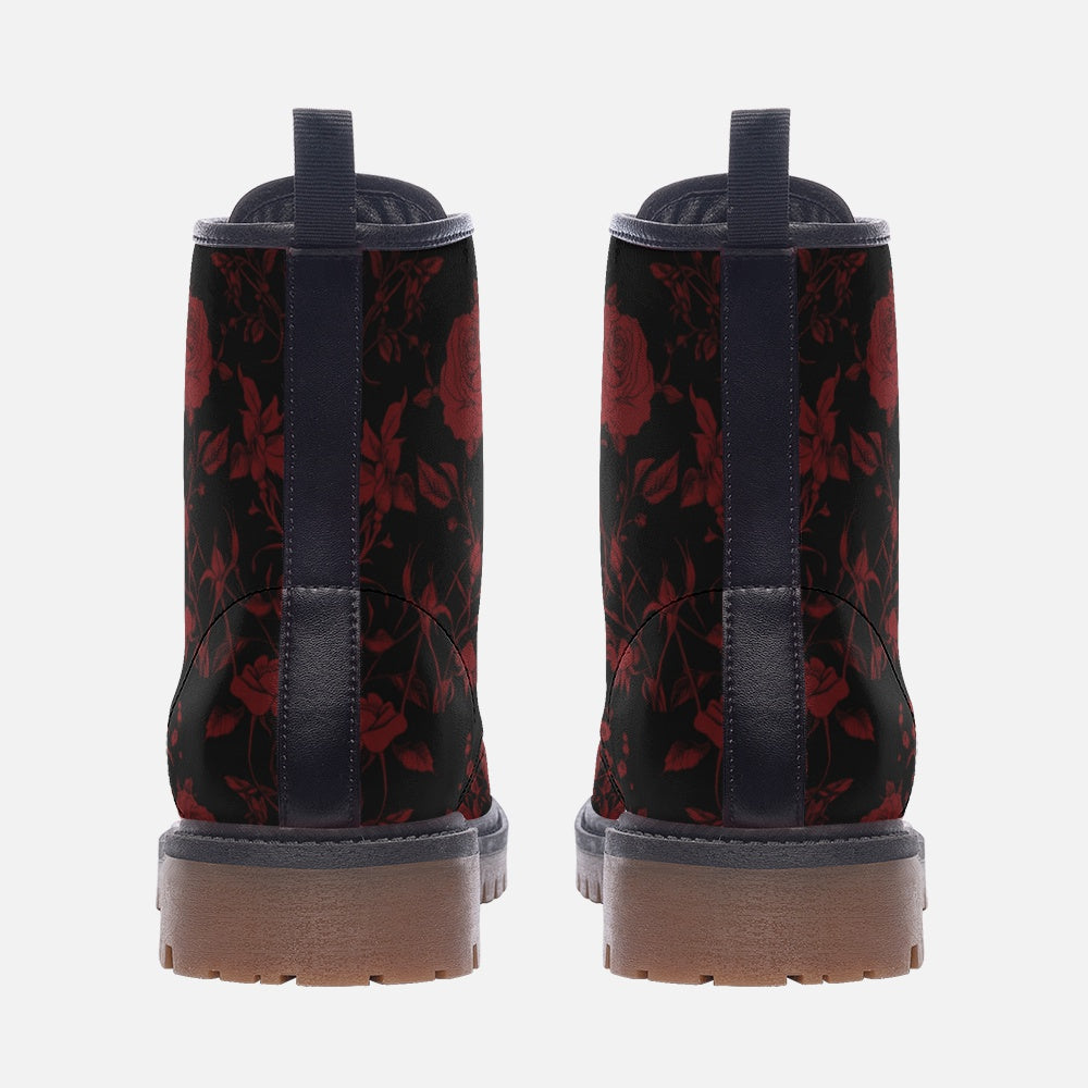 red roses on black boots