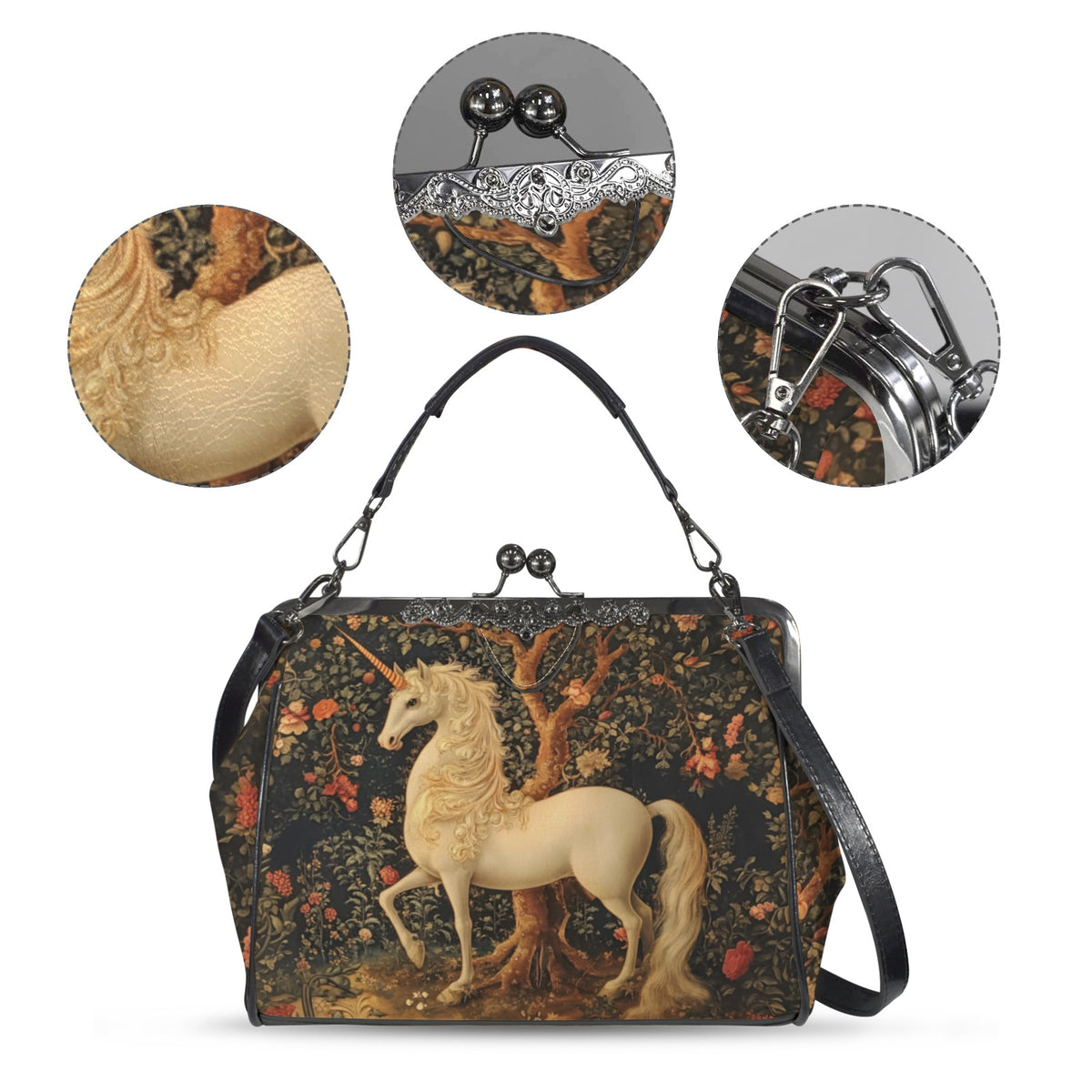 Medieval Unicorn Kisslock Bag