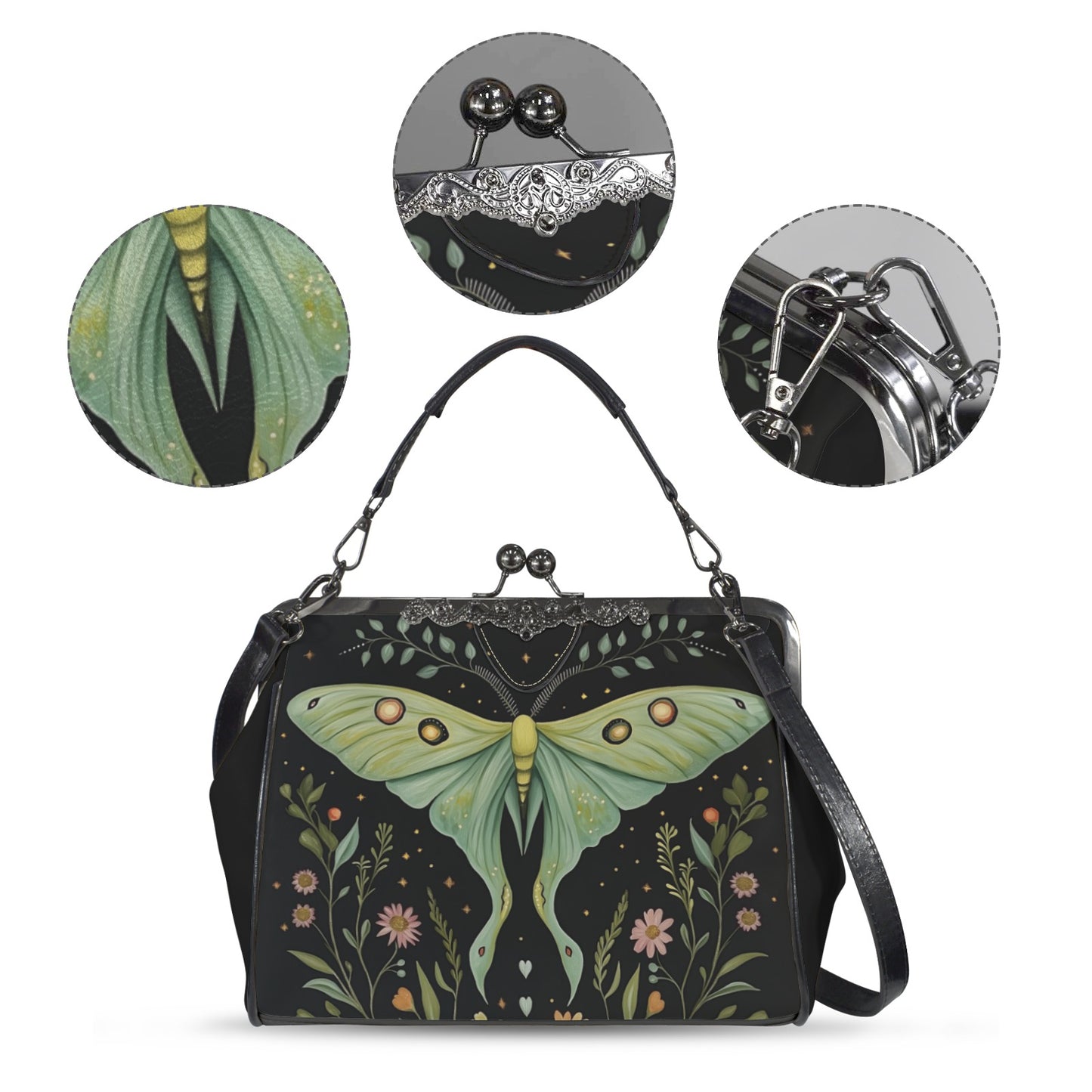 Luna Moth Cottagecore Kisslock Purse