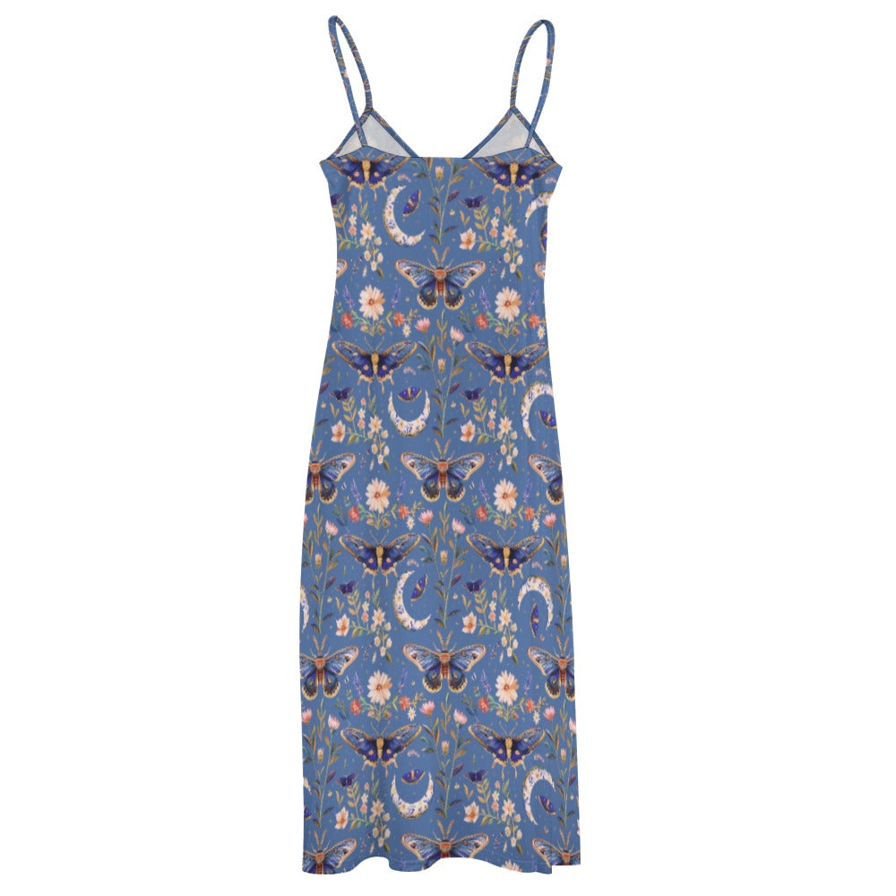 Blue Celestial Moths & Moons Maxi Dress
