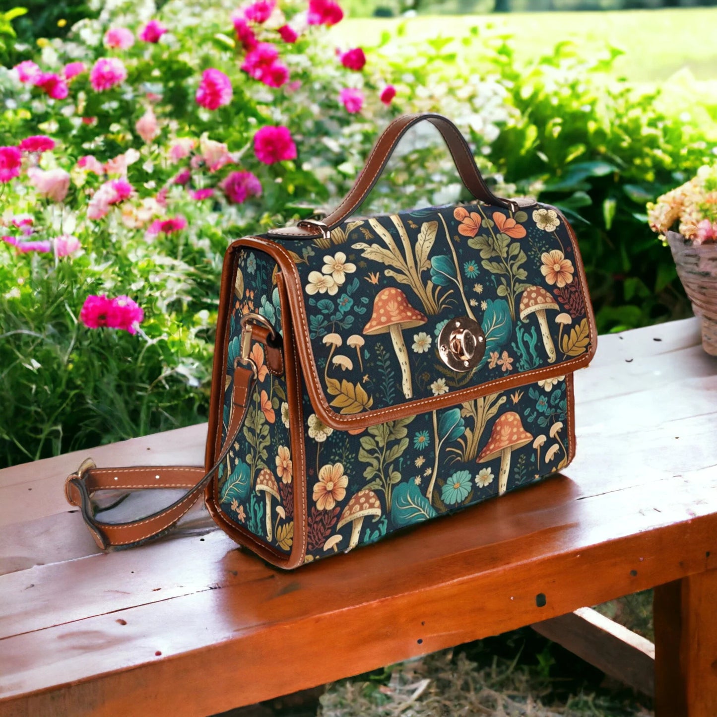 Boho Botanical Mushrooms Satchel