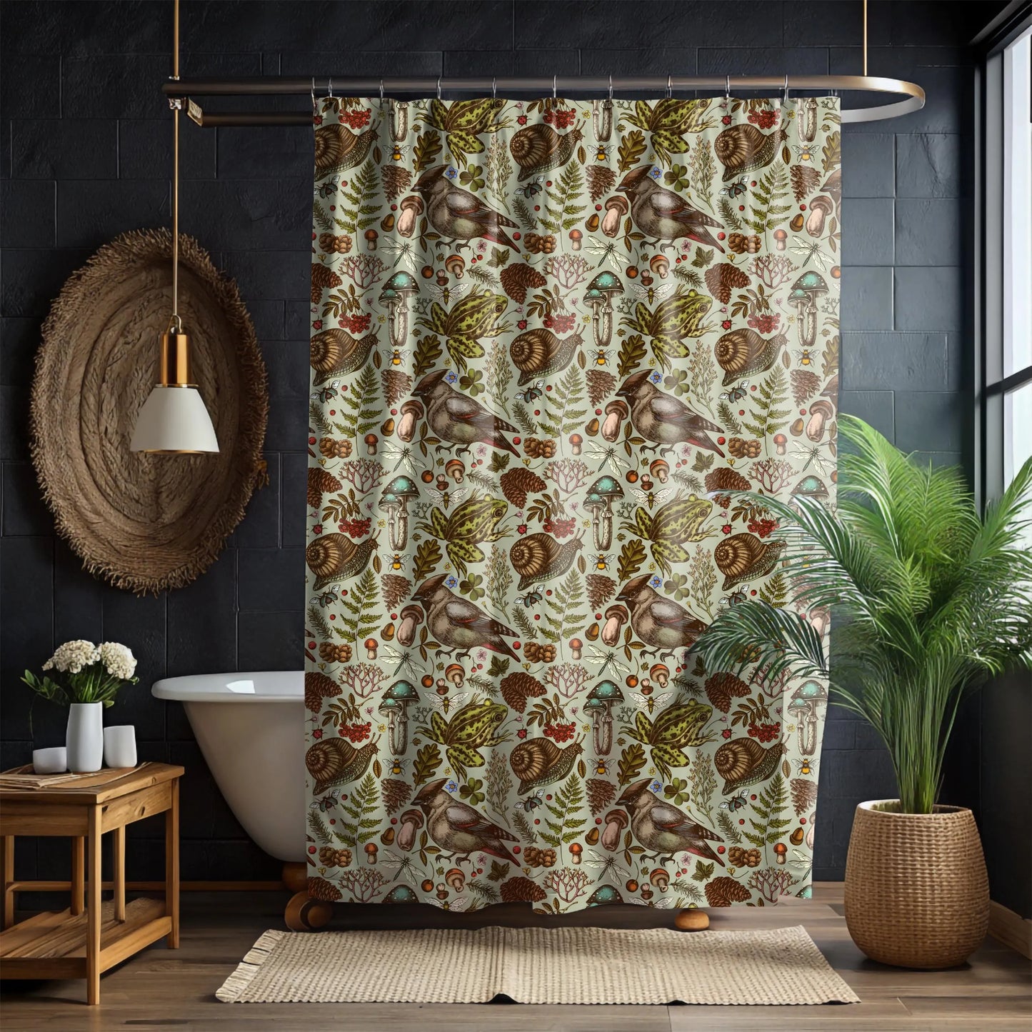Enchanted Forest Woodland Shower Curtain & Bath Mat Set