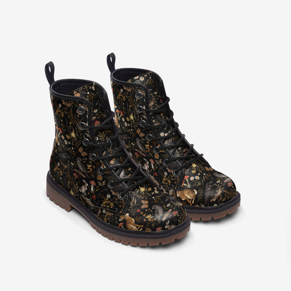 Dark Enchanted Forest Vegan Combat Boots