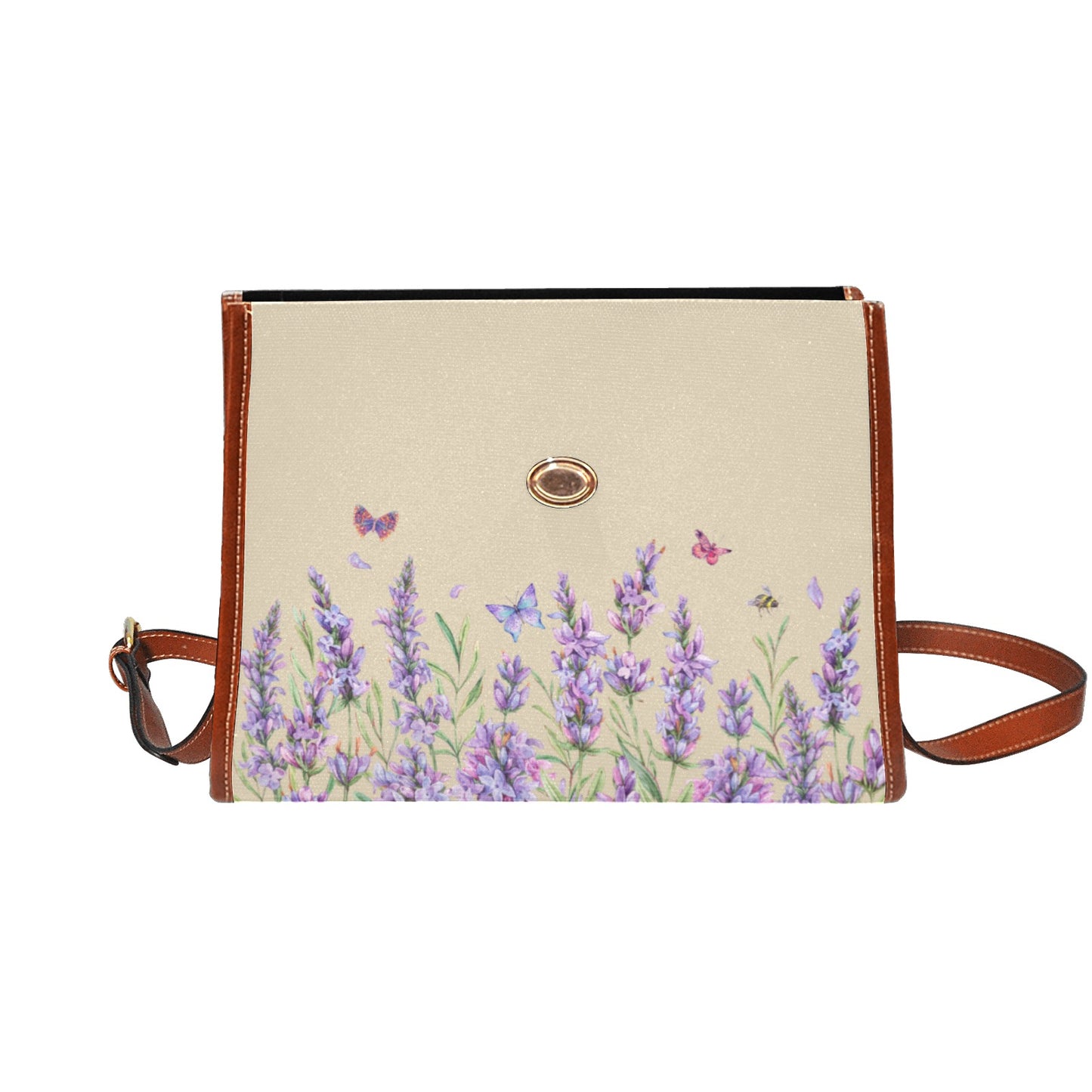 Boho Lavender Fields on Cream Satchel