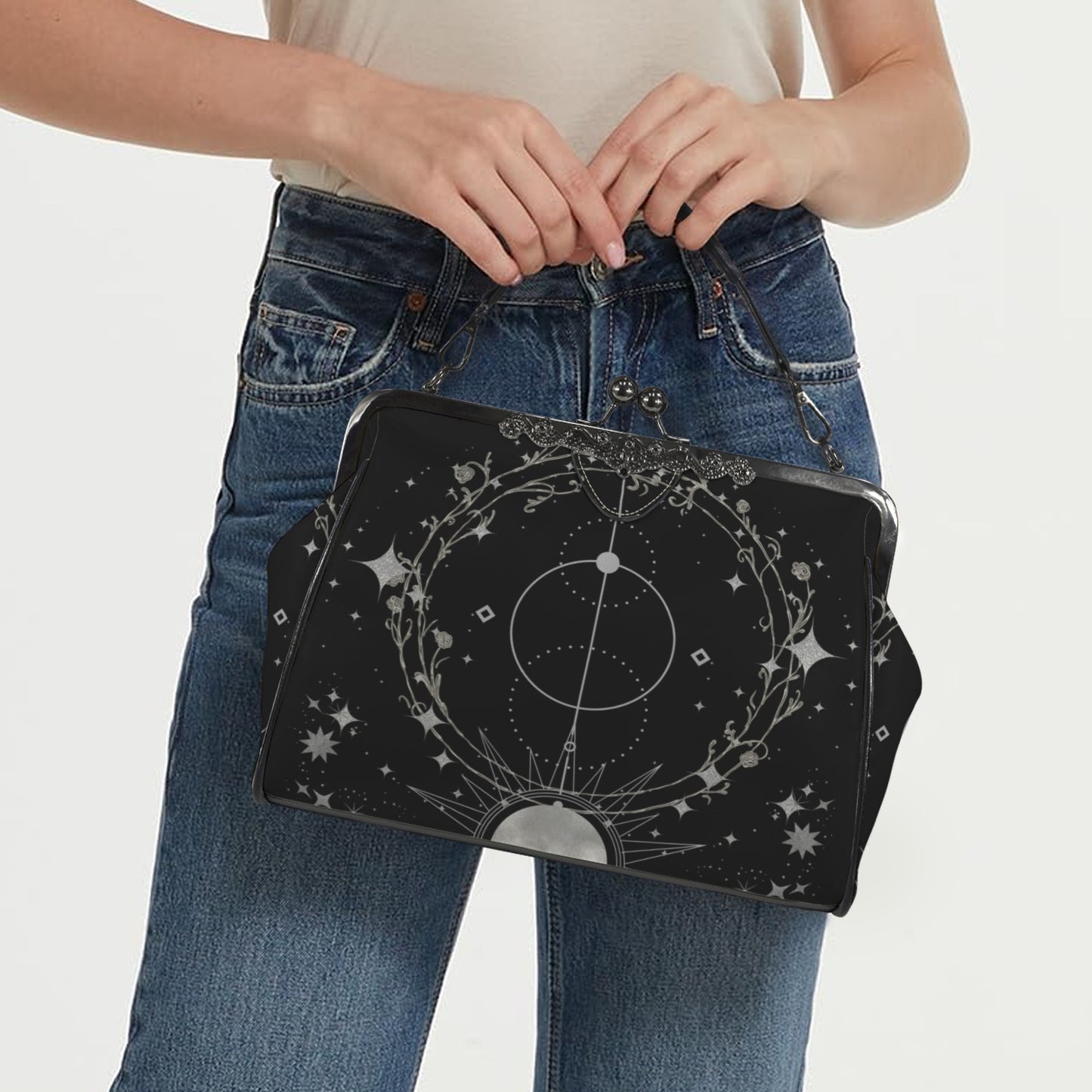 Silver Celestial Kisslock Bag