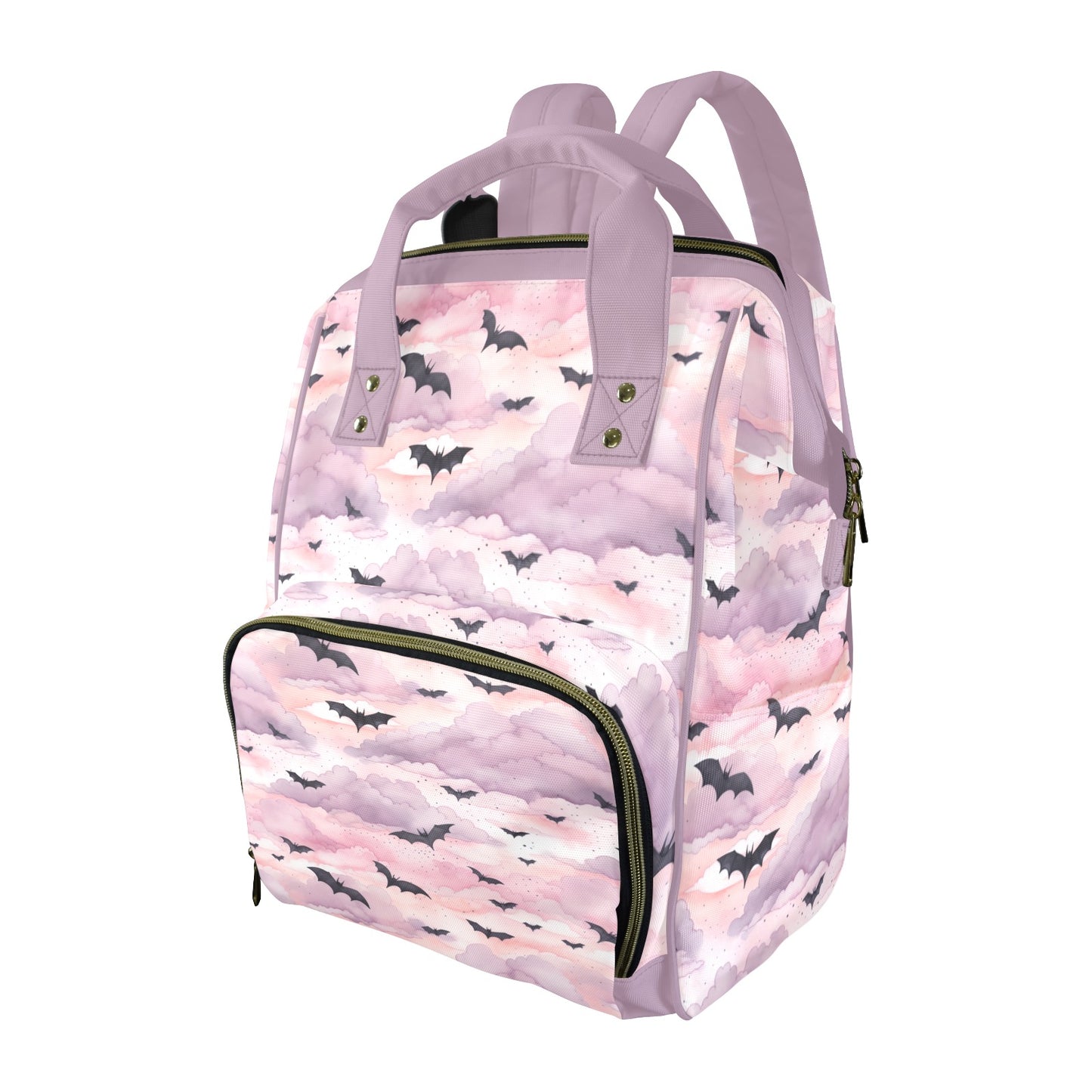 Pastel Witch Pink Bats & Clouds Diaper Backpack
