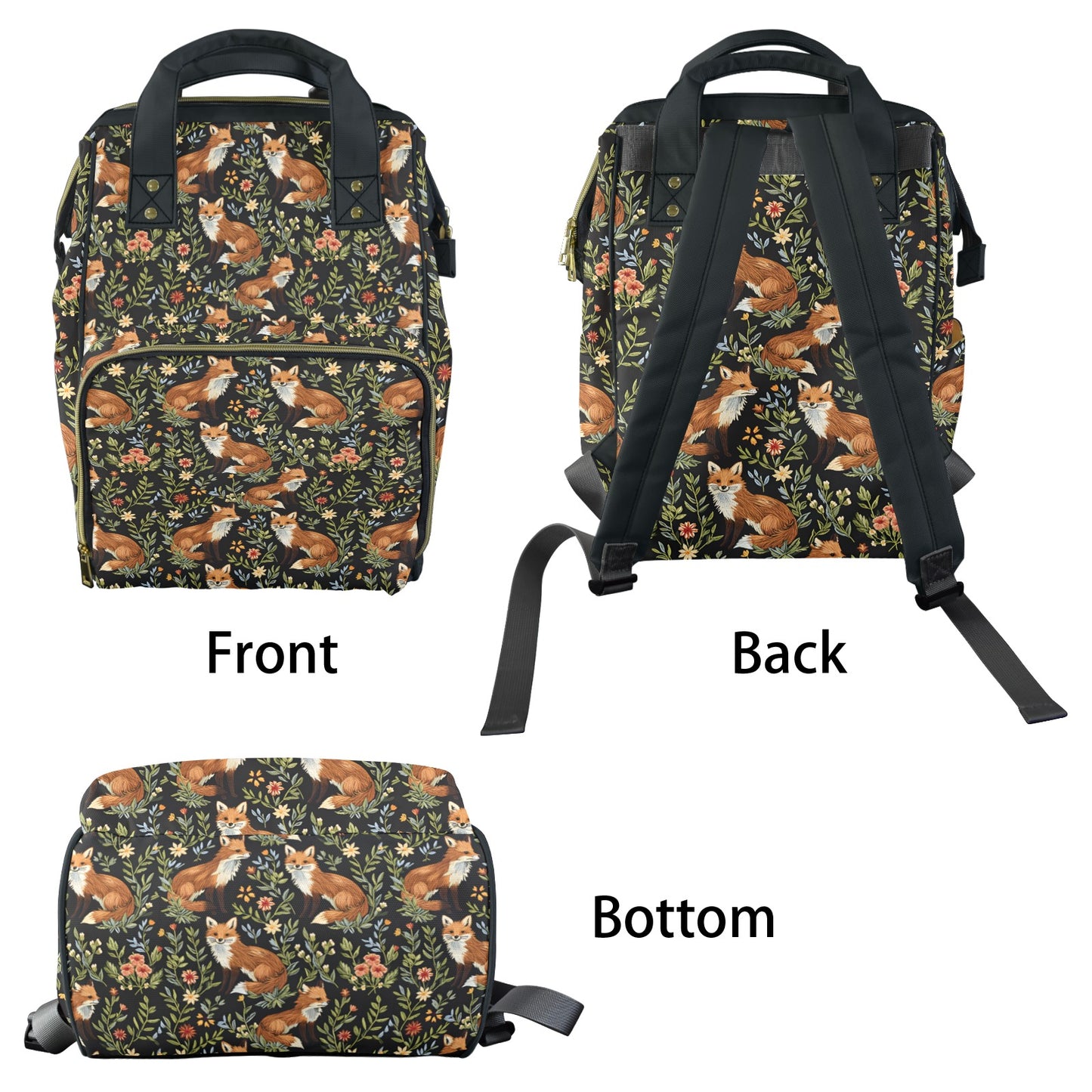 Cottagecore Foxes Multifunctional Mommy Backpack