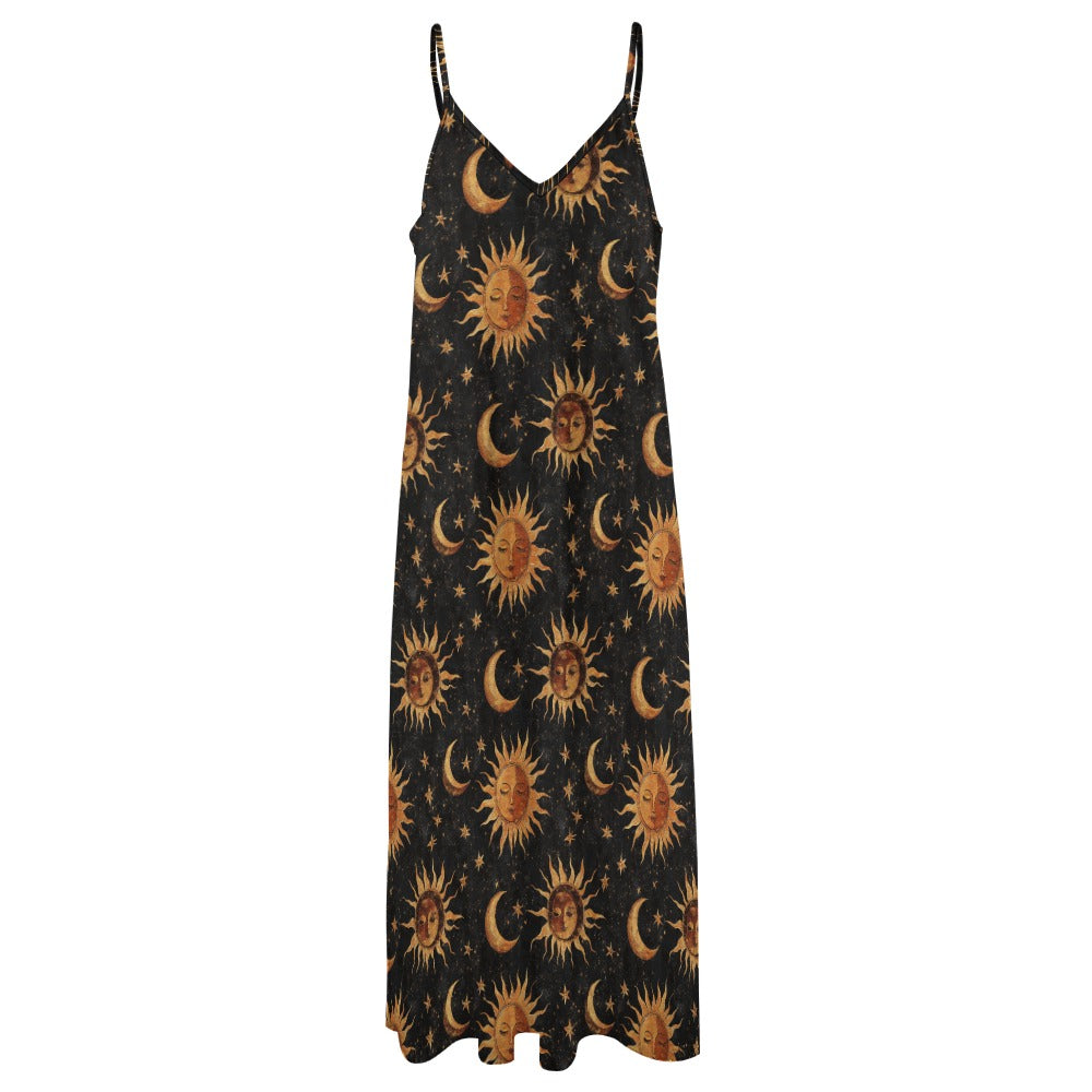 Whimsigoth Celestial Sun and Moon Maxi Dress