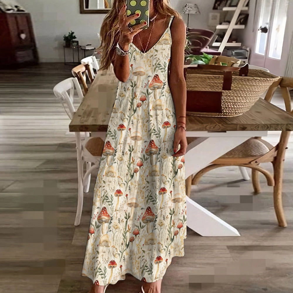 Cottagecore Mushrooms Maxi Dress