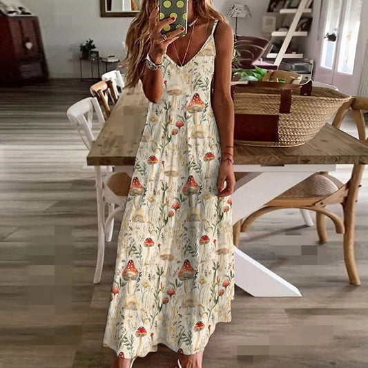 Cottagecore Mushrooms Maxi Dress