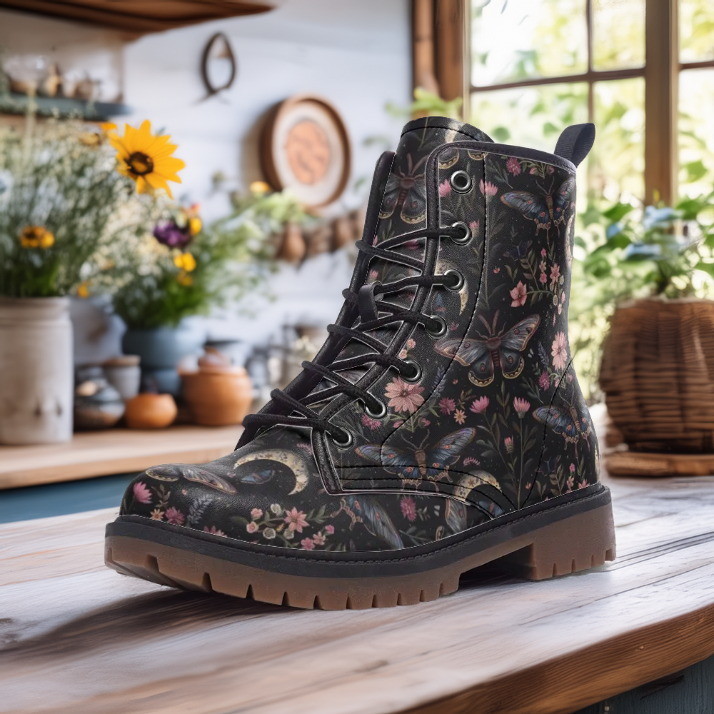Night Garden Vegan Combat Boots