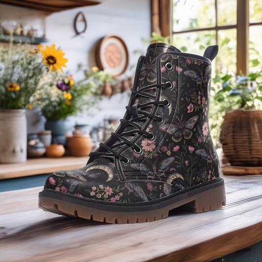 Night Garden Vegan Combat Boots