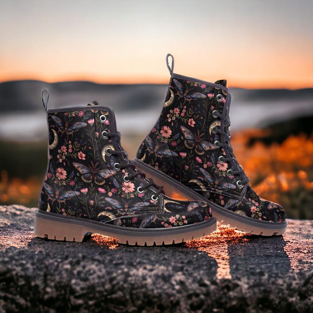 Night Garden Vegan Combat Boots
