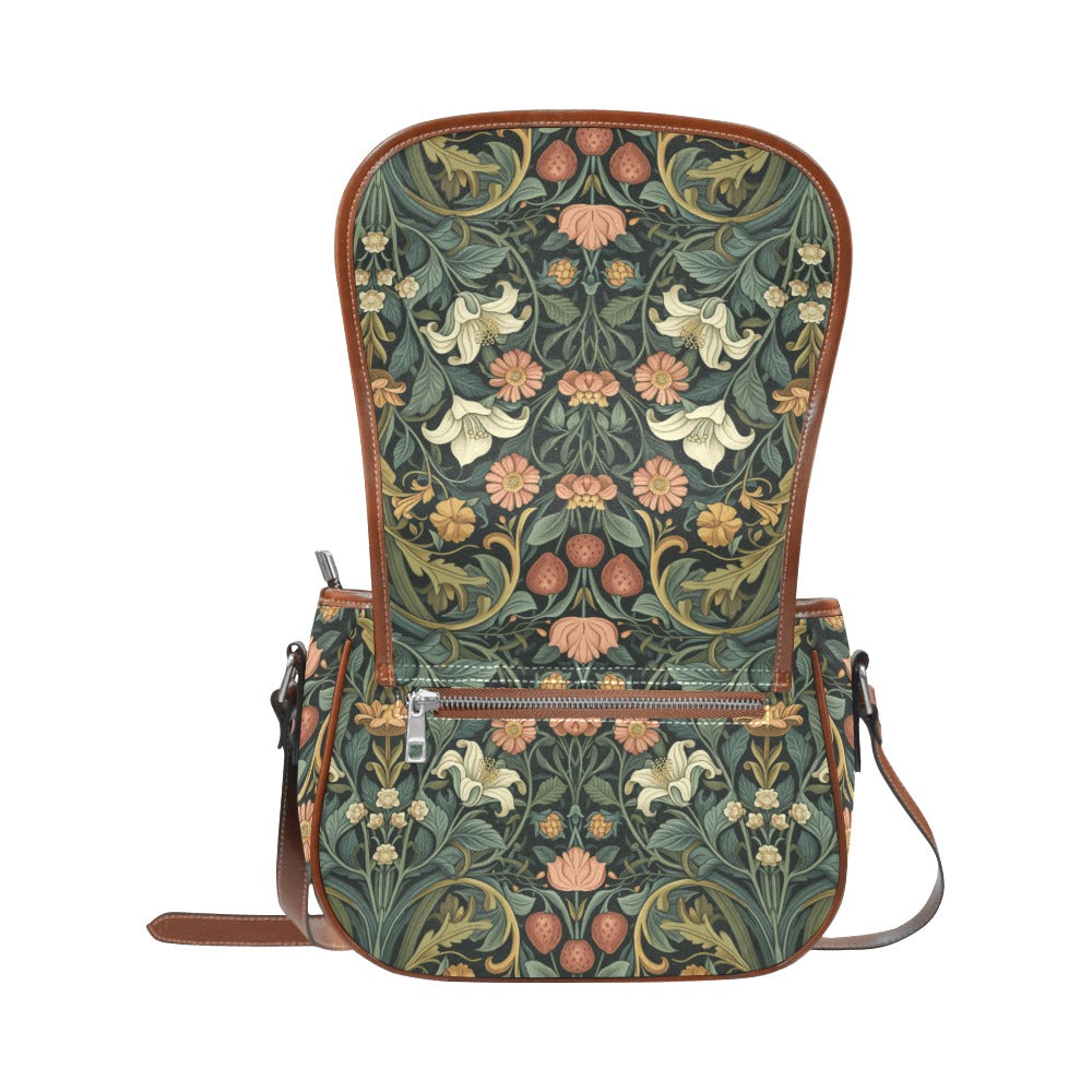 Art Nouveau Floral Saddle Bag