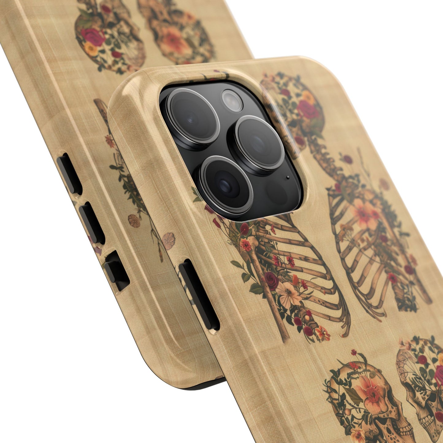 Floral Skeleton Tough Phone Cases, Unique Halloween Accessories, Stylish Gift for Graphic Lovers, Durable and Protective, Boho Chic Design