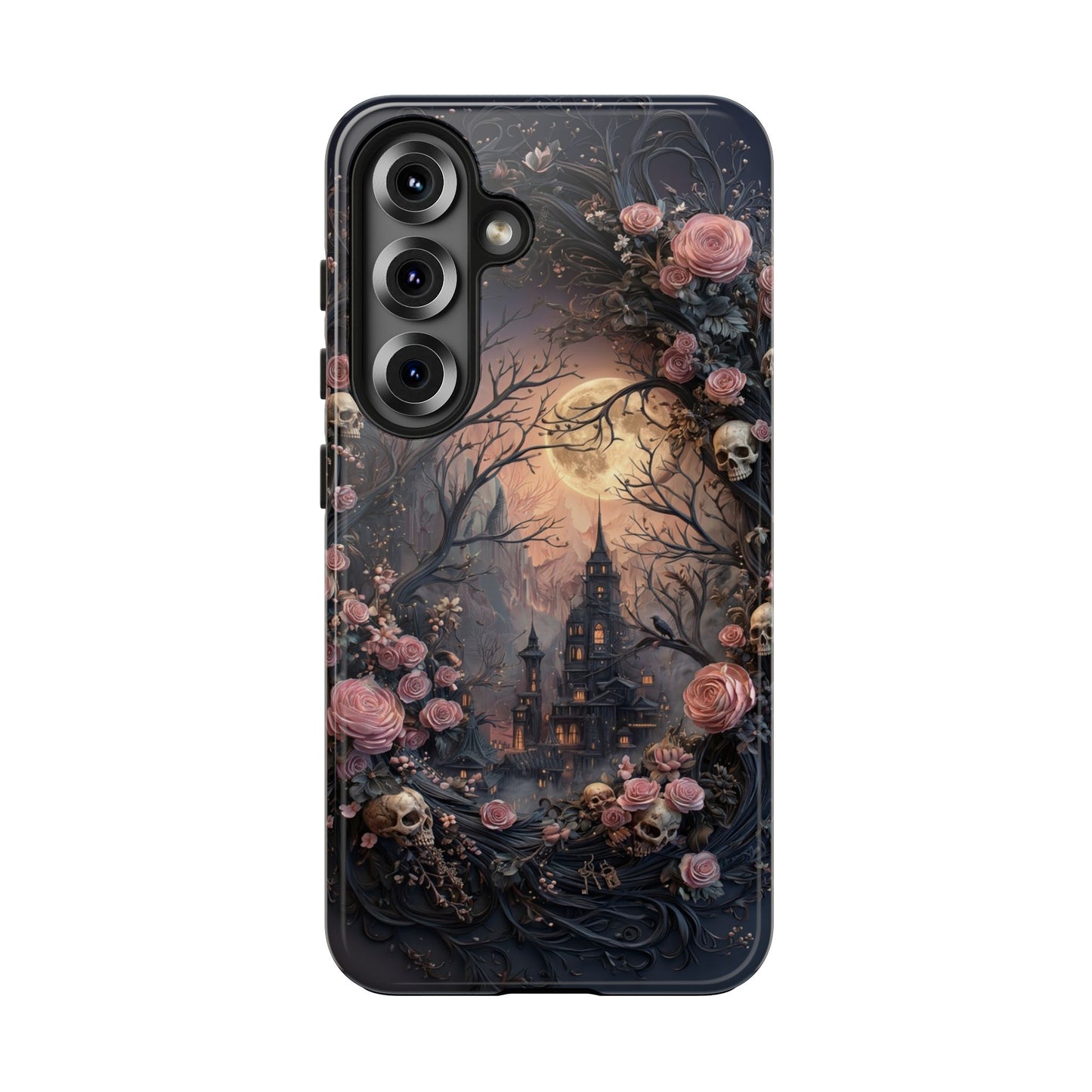 Gothic Castle Roses and Skulls Phone Case