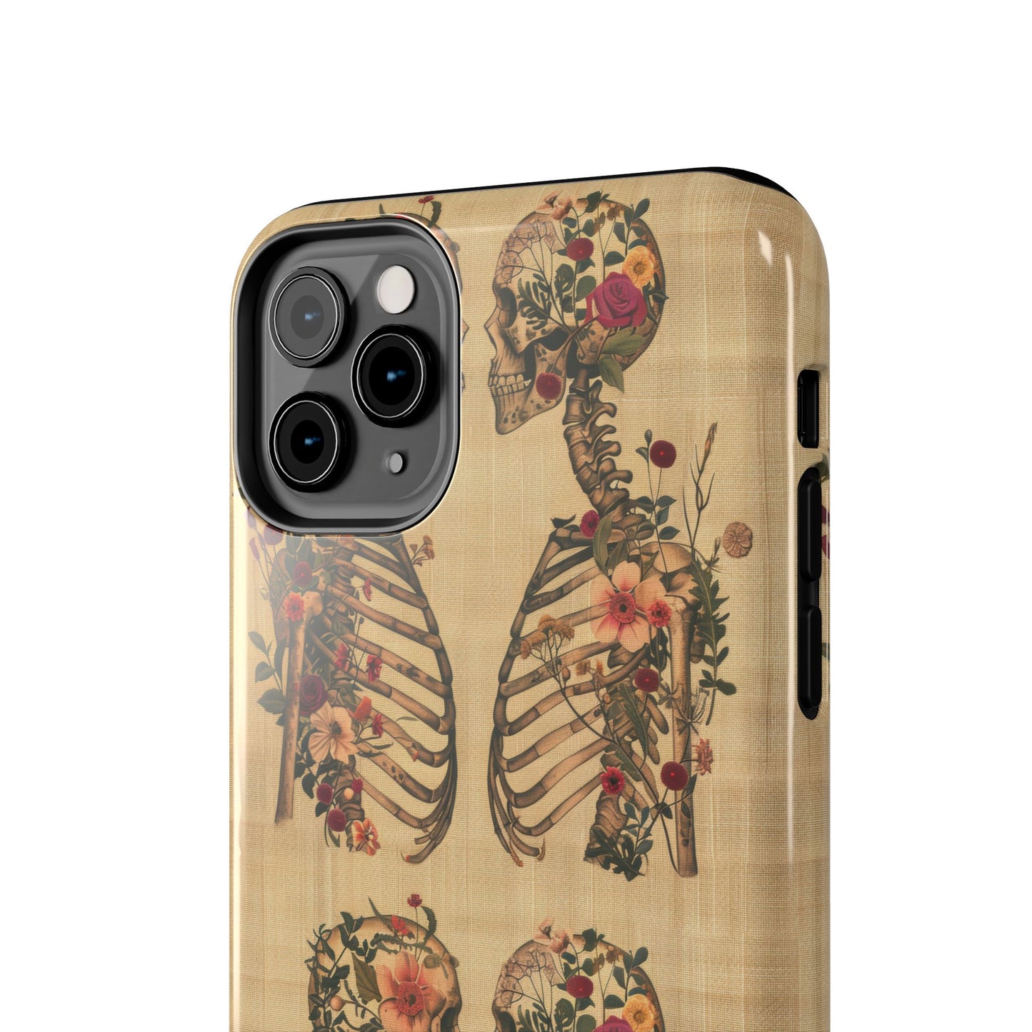Floral Skeleton Tough Phone Cases, Unique Halloween Accessories, Stylish Gift for Graphic Lovers, Durable and Protective, Boho Chic Design