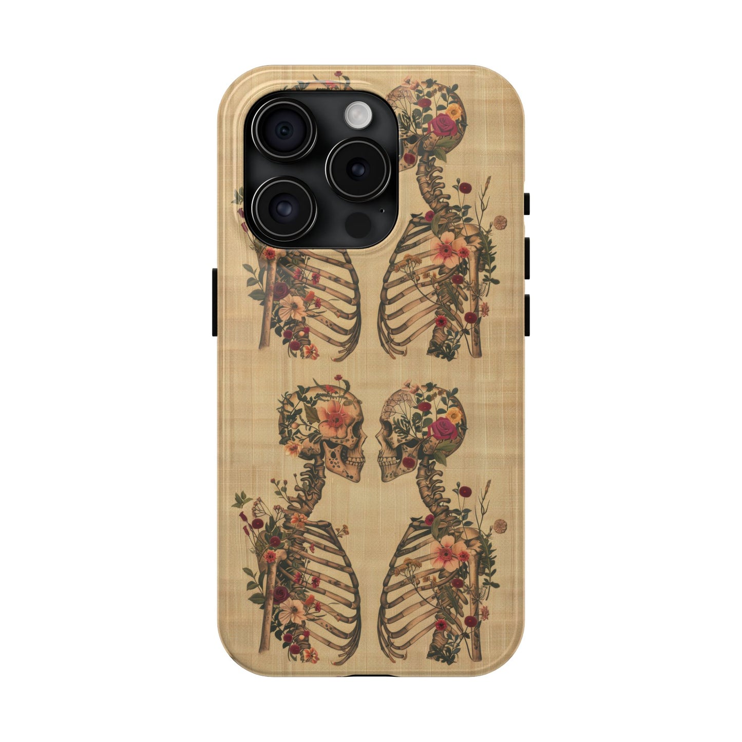 Floral Skeleton Tough Phone Cases, Unique Halloween Accessories, Stylish Gift for Graphic Lovers, Durable and Protective, Boho Chic Design