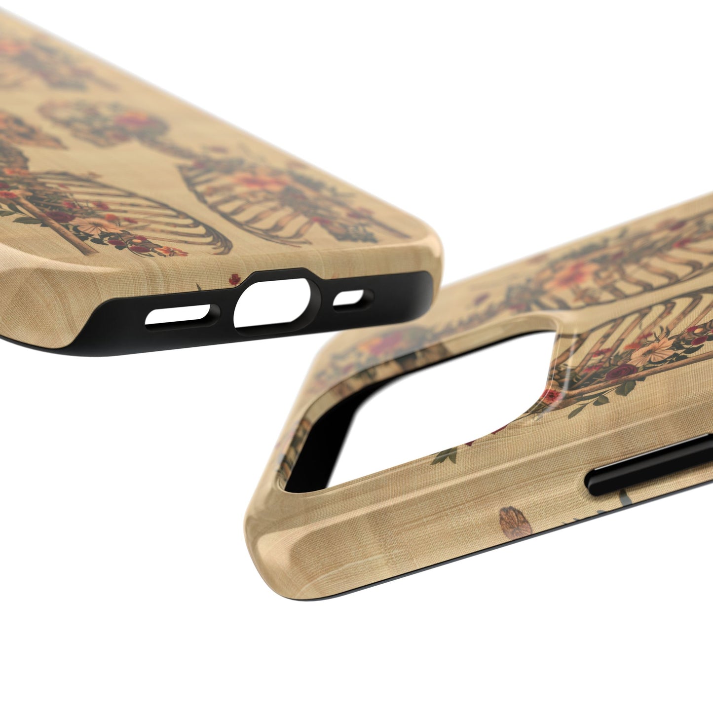 Floral Skeleton Tough Phone Cases, Unique Halloween Accessories, Stylish Gift for Graphic Lovers, Durable and Protective, Boho Chic Design