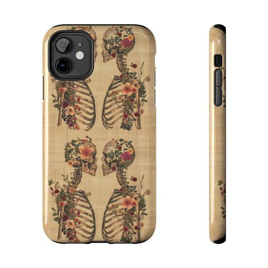 Floral Skeleton Tough Phone Cases, Unique Halloween Accessories, Stylish Gift for Graphic Lovers, Durable and Protective, Boho Chic Design