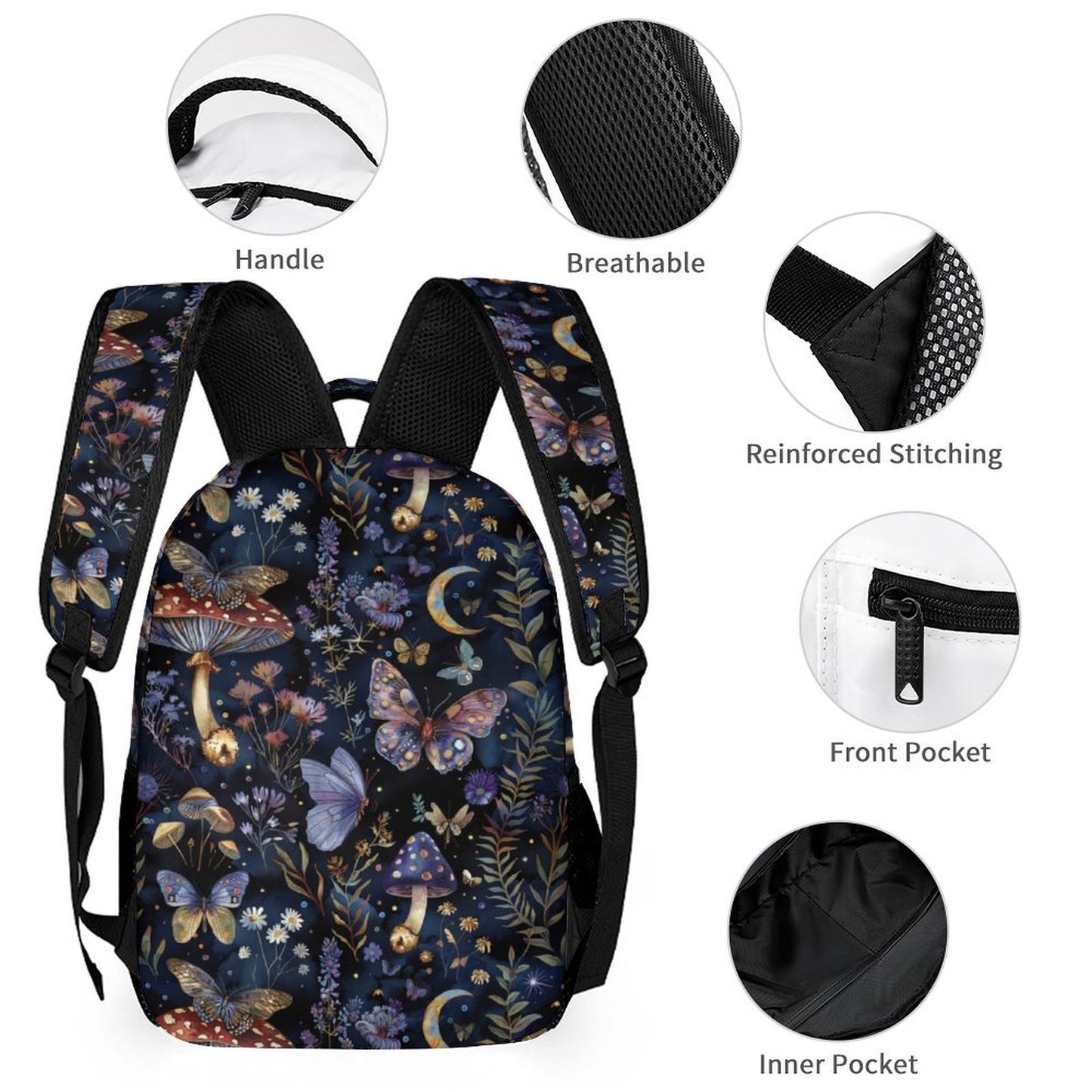 Violet Fairies Magic Night Backpack Three Piece School Set