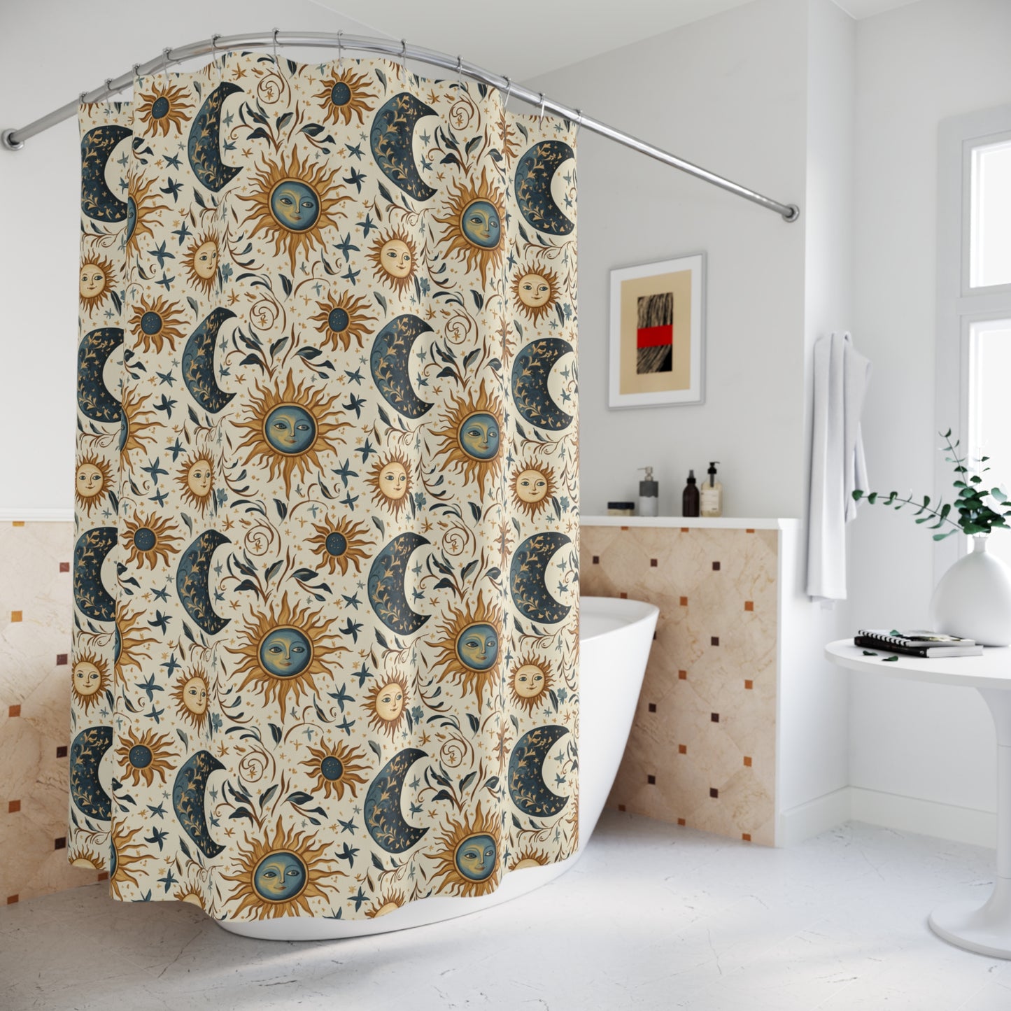 Celestial Sun & Moon Shower Curtain & Bath Mat
