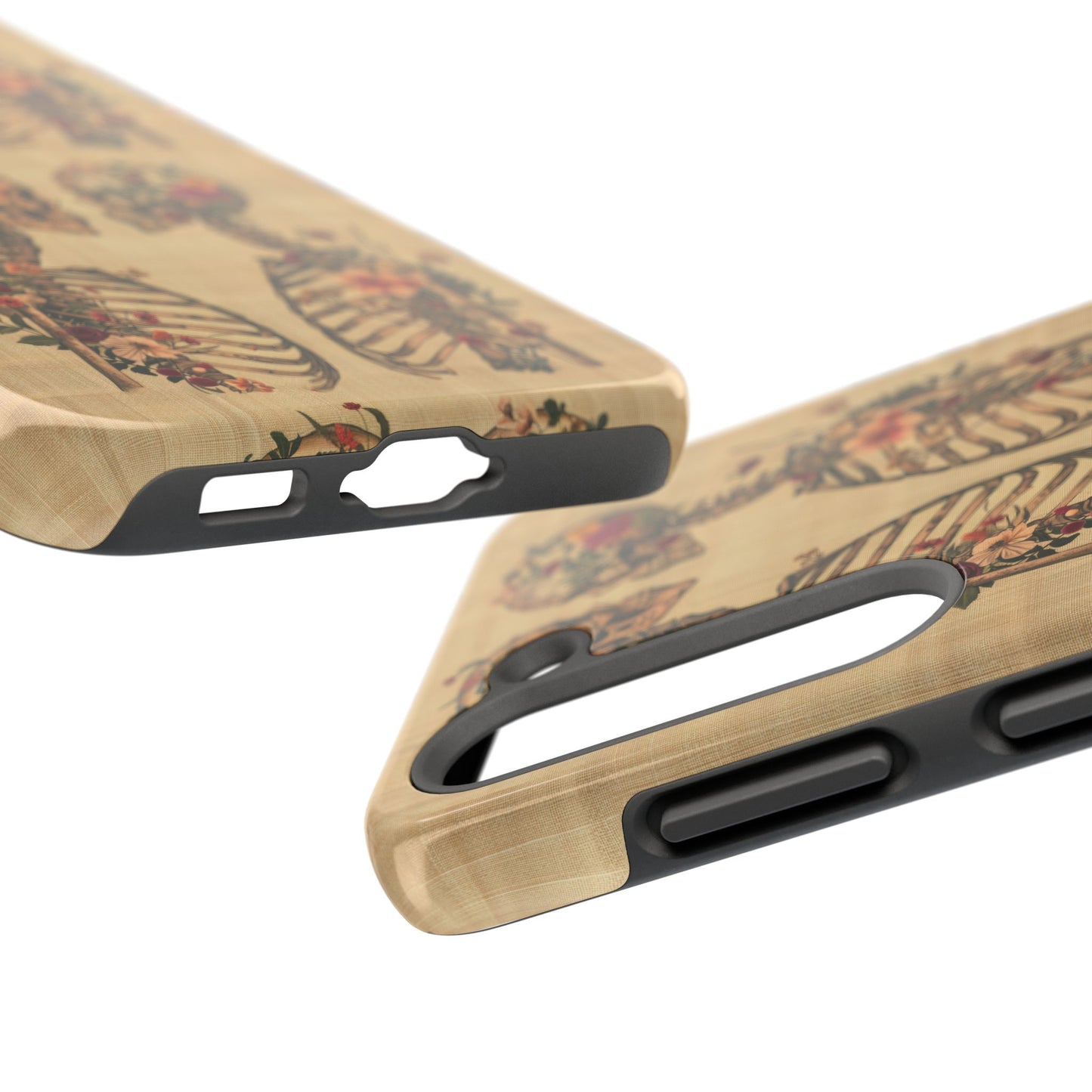 Floral Skeleton Tough Phone Cases, Unique Halloween Accessories, Stylish Gift for Graphic Lovers, Durable and Protective, Boho Chic Design