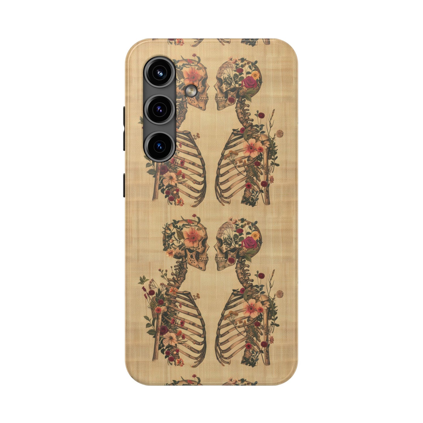 Floral Skeleton Tough Phone Cases, Unique Halloween Accessories, Stylish Gift for Graphic Lovers, Durable and Protective, Boho Chic Design