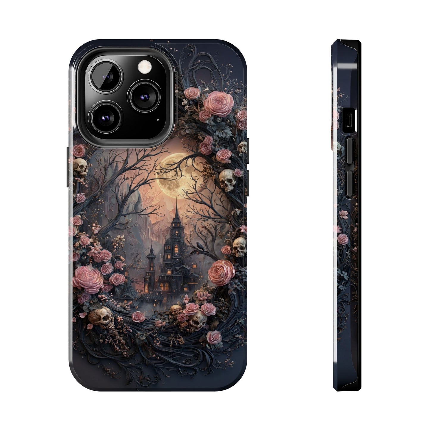 Gothic Castle Roses and Skulls Phone Case