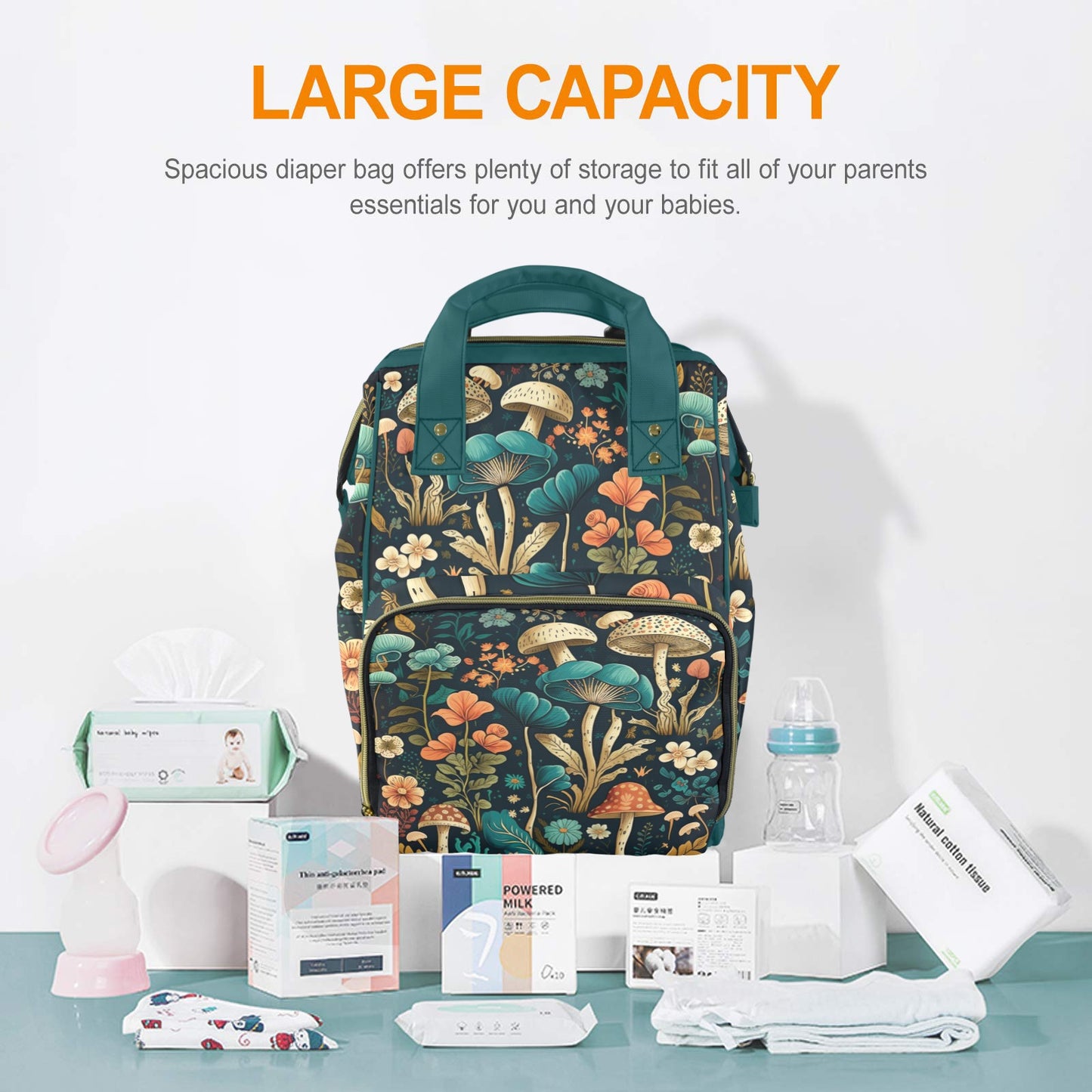 Boho Mushroom Mushroomcore Diaper Backpack