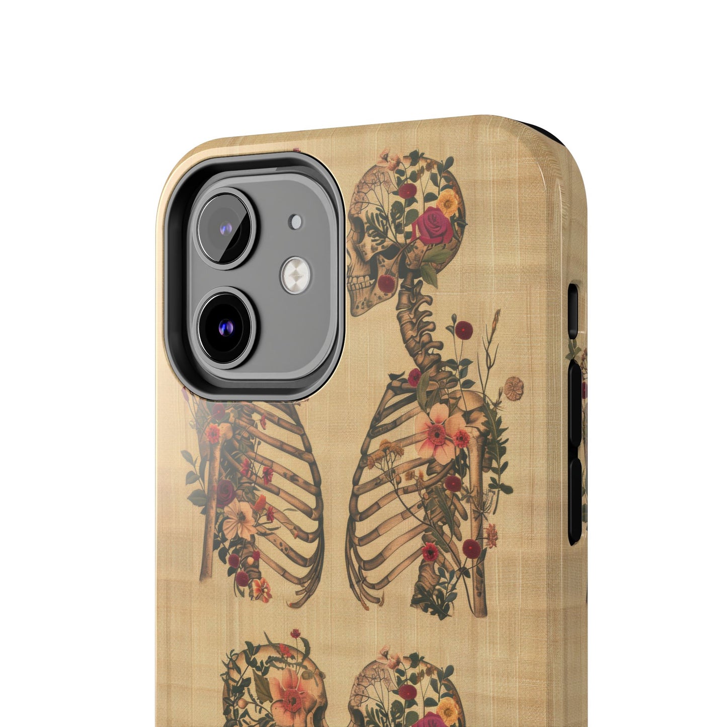 Floral Skeleton Tough Phone Cases, Unique Halloween Accessories, Stylish Gift for Graphic Lovers, Durable and Protective, Boho Chic Design