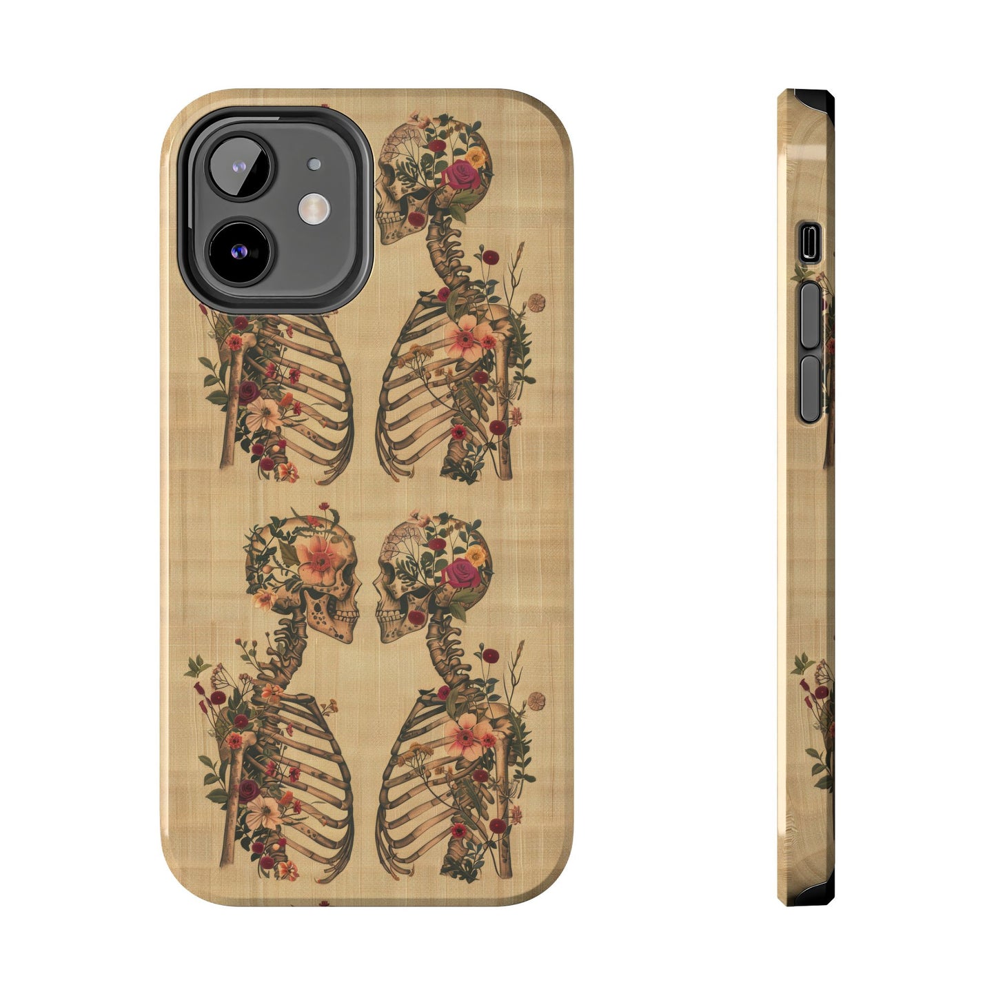 Floral Skeleton Tough Phone Cases, Unique Halloween Accessories, Stylish Gift for Graphic Lovers, Durable and Protective, Boho Chic Design