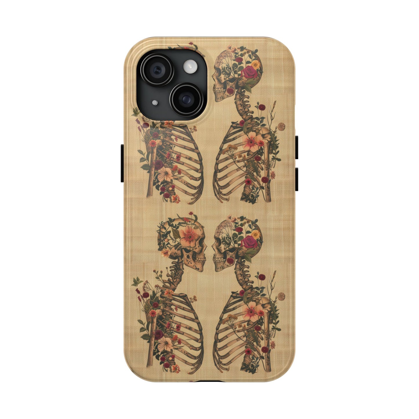 Floral Skeleton Tough Phone Cases, Unique Halloween Accessories, Stylish Gift for Graphic Lovers, Durable and Protective, Boho Chic Design