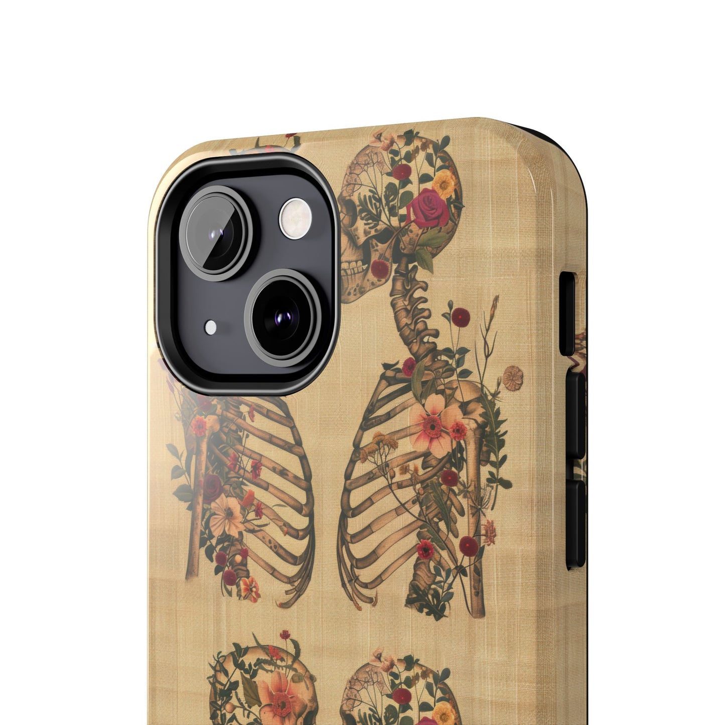 Floral Skeleton Tough Phone Cases, Unique Halloween Accessories, Stylish Gift for Graphic Lovers, Durable and Protective, Boho Chic Design