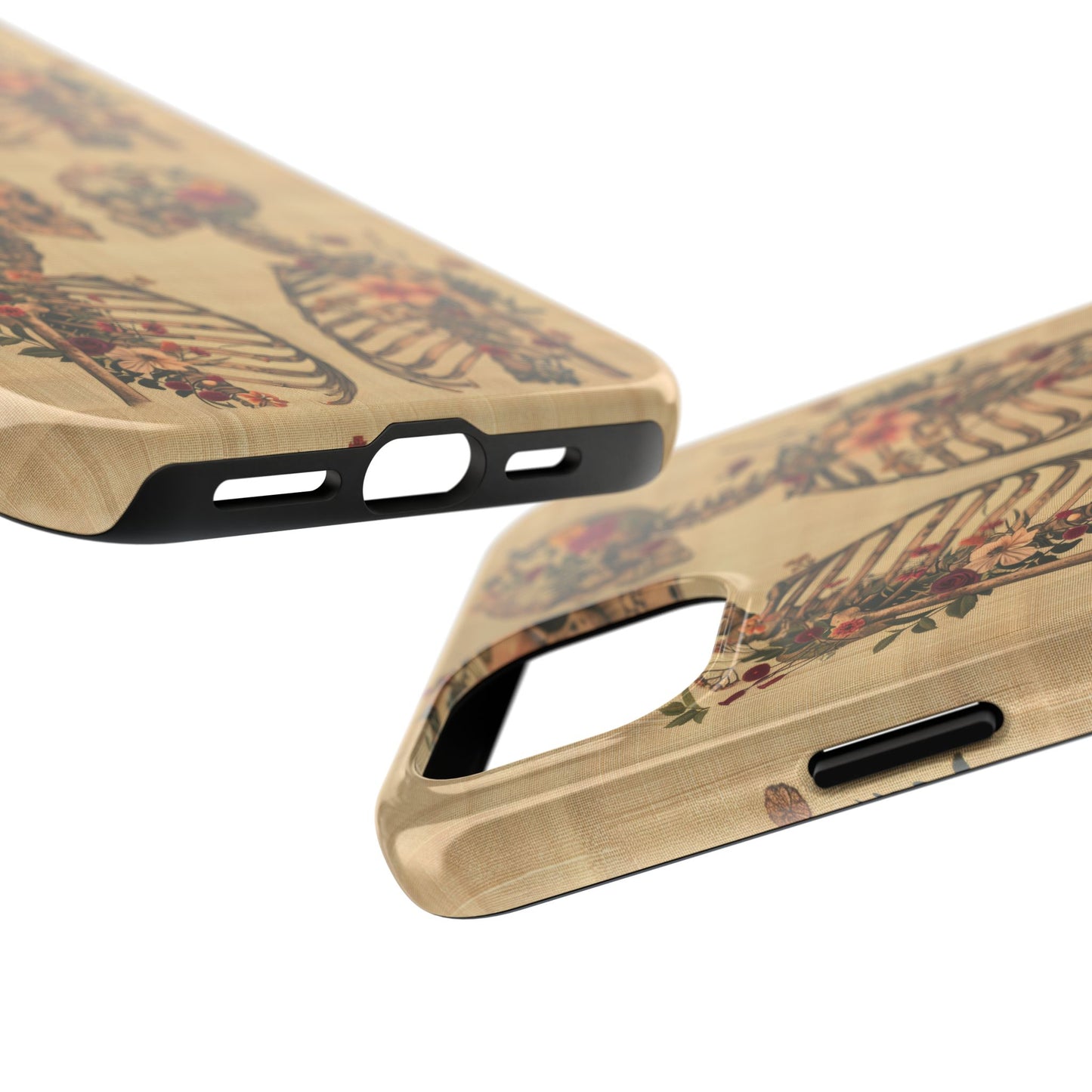 Floral Skeleton Tough Phone Cases, Unique Halloween Accessories, Stylish Gift for Graphic Lovers, Durable and Protective, Boho Chic Design