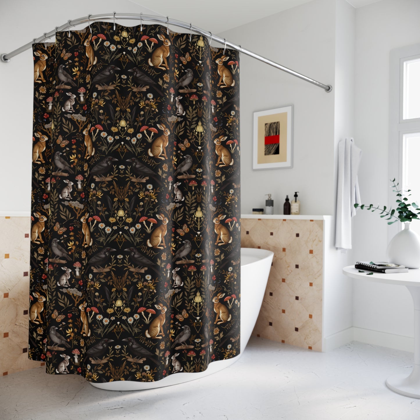 Darkest Forest Symmetry Shower Curtain & Bath Mat