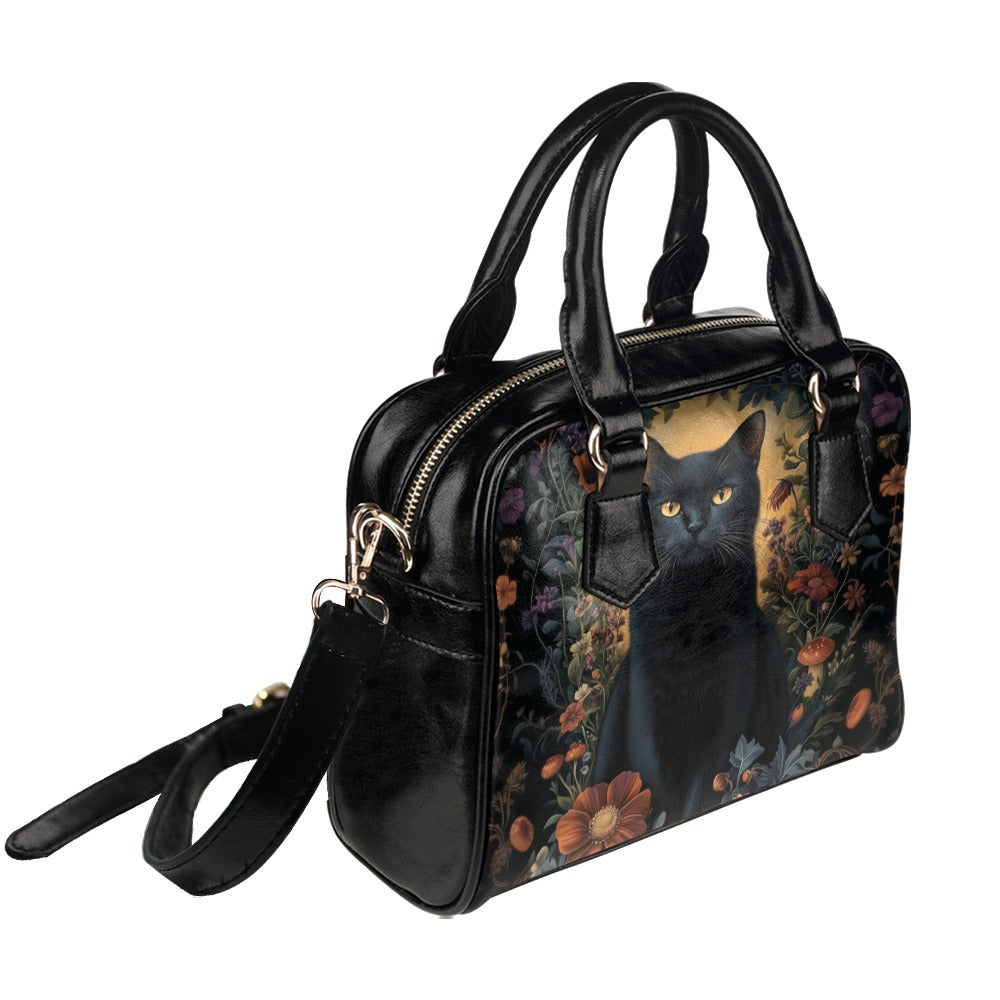 Gothic Black Cat Vegan Leather Bowler