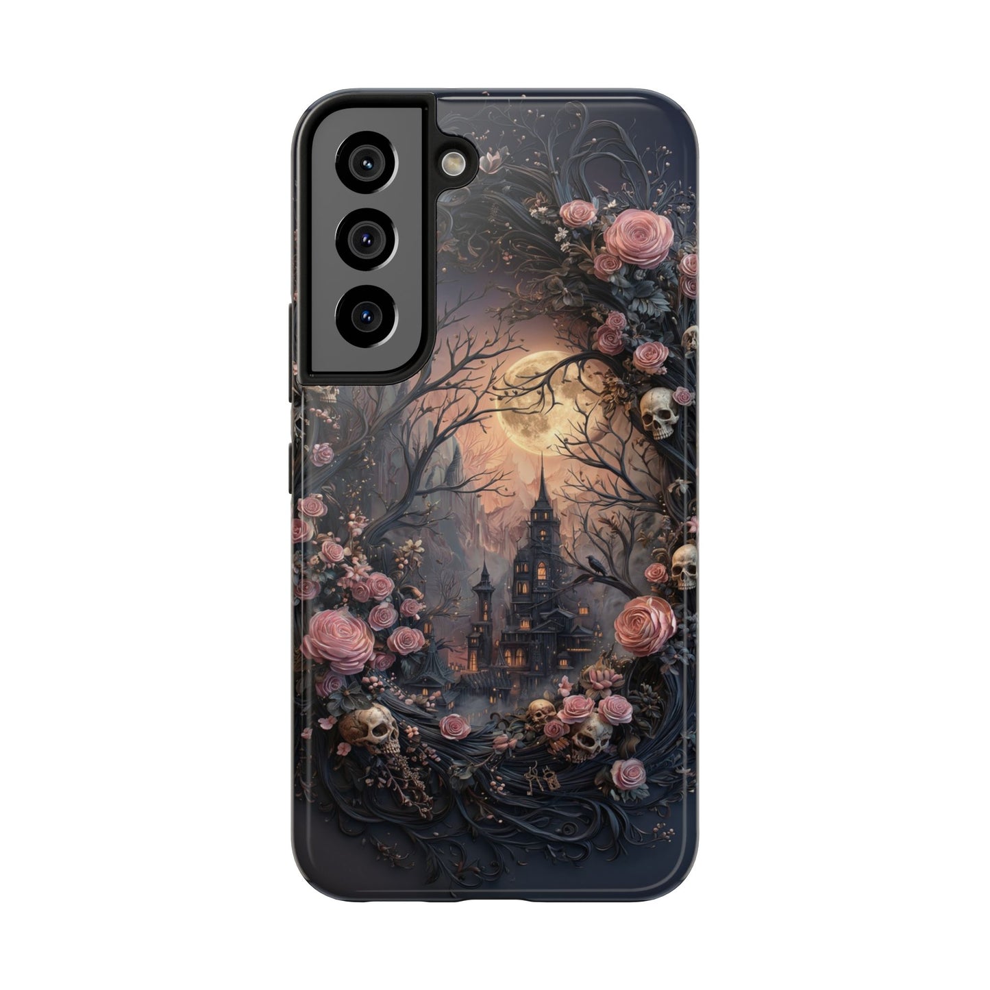 Gothic Castle Roses and Skulls Phone Case