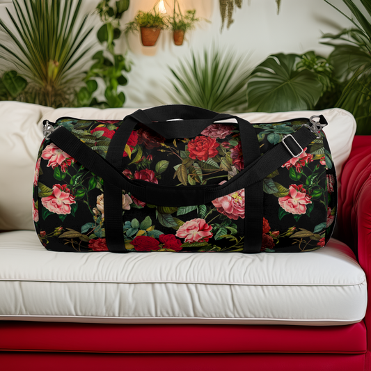 Vintage Dark Roses Whimsigoth Duffel Bag