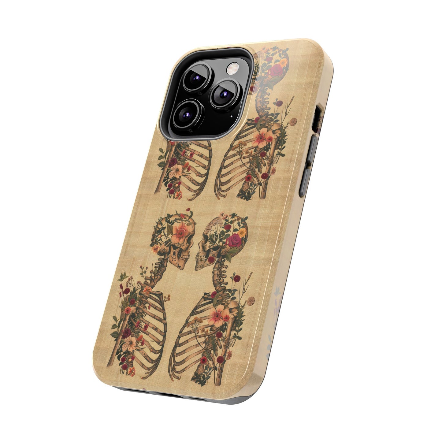 Floral Skeleton Tough Phone Cases, Unique Halloween Accessories, Stylish Gift for Graphic Lovers, Durable and Protective, Boho Chic Design