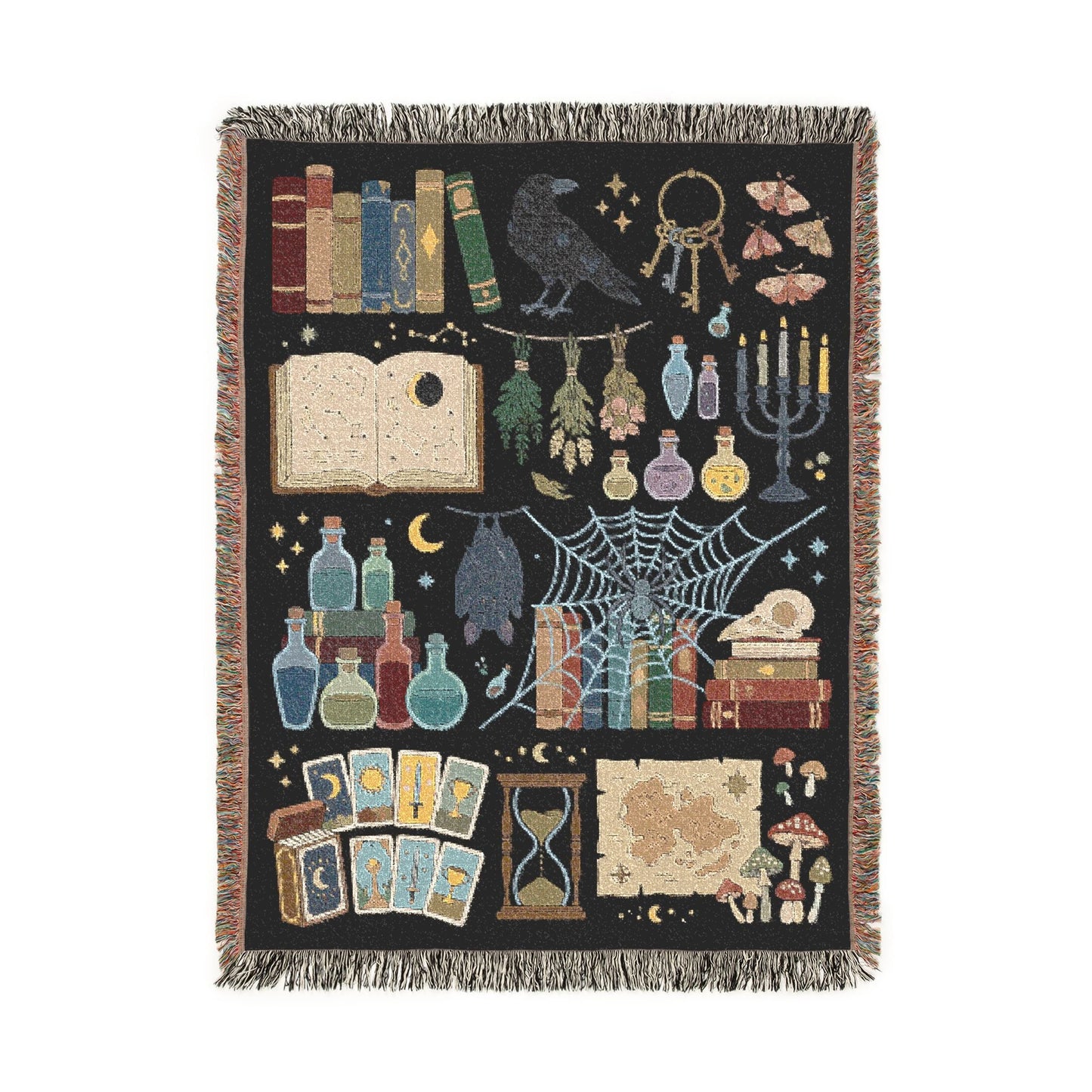 Witchy Spooky Woven Jacquard Blanket