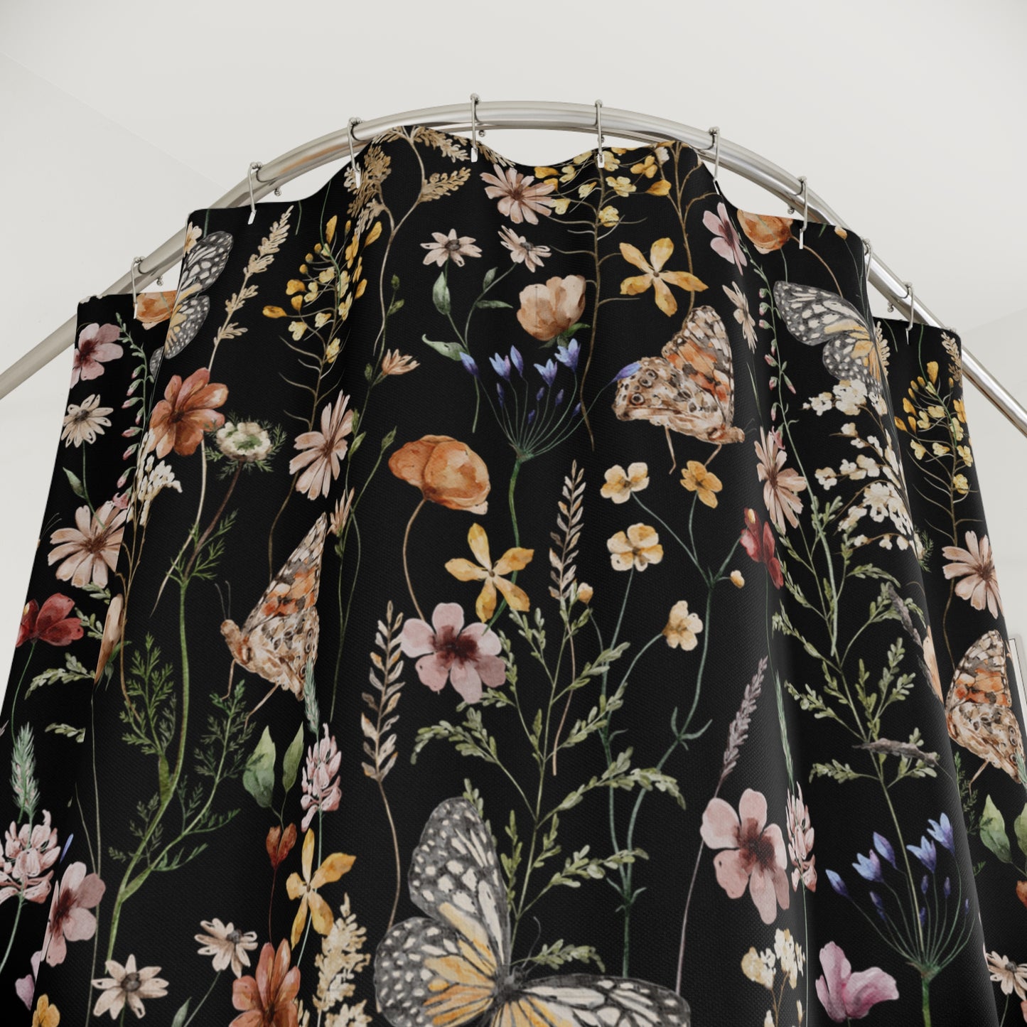 Floral Butterfly Shower Curtain & Bath Mat Set