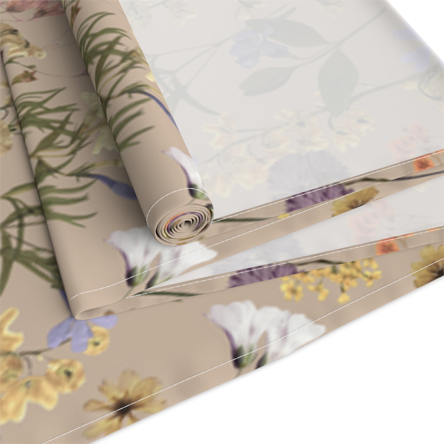 Pressed Wildflowers Taupe Table Runner